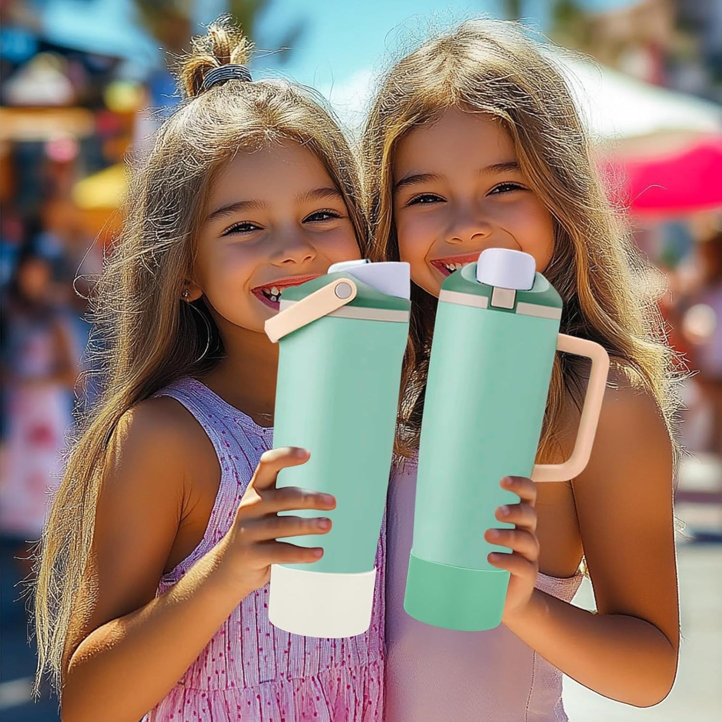 Mity rain 2PCS Protective Silicone Boots for Owala 30oz & 40oz FreeSip Sway Bottles & Tumblers - Accessories for owala, Enhances Stability & Prevents Scratches (Eucalyptus & Lvory)