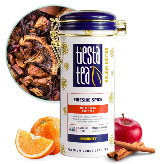 Tiesta Tea - Fireside Spice, Loose Leaf, Mulled Wine Herbal Tea, Premium Non-Caffeinated Blend, Makes Hot or Iced & Brews Up to 50 Cups, 5oz Refillable Tin