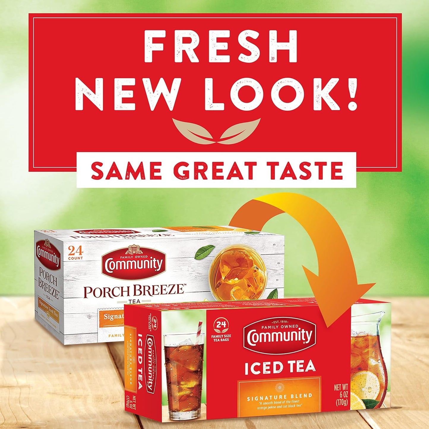 Community Coffee Porch Breeze Orange Pekoe Cut Black Tea Bags, Individual Cup Size, 100 Count (Pack Of 12)