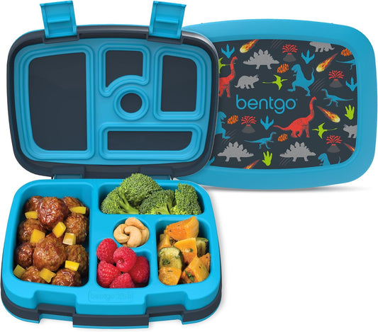Bentgo Kids Prints Leak-Proof, 5-Compartment Bento-Style Kids Lunch Box - Ideal Portion Sizes for Ages 3-7, Durable, Drop-Proof, Dishwasher Safe, & PFAS & BPA-Free Materials (Dinosaur)