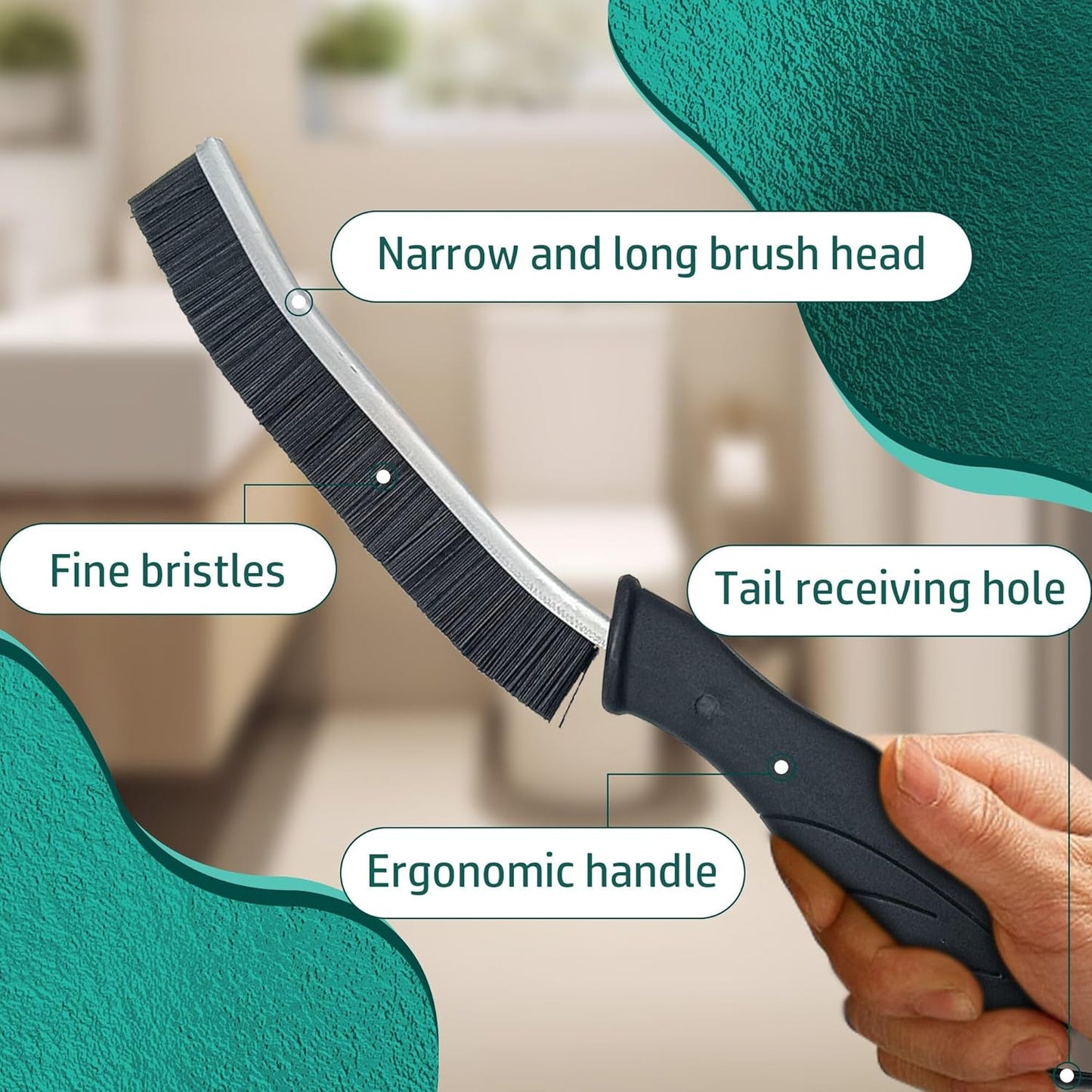 3Pcs Crevice Cleaning Brush Tool Grout Brush Cleaning Supplies, Home Essentials Bathroom Multifunctional Gap Scrub Hard Bristle Brushes for Household Use (Black Cleaning Brush-A)