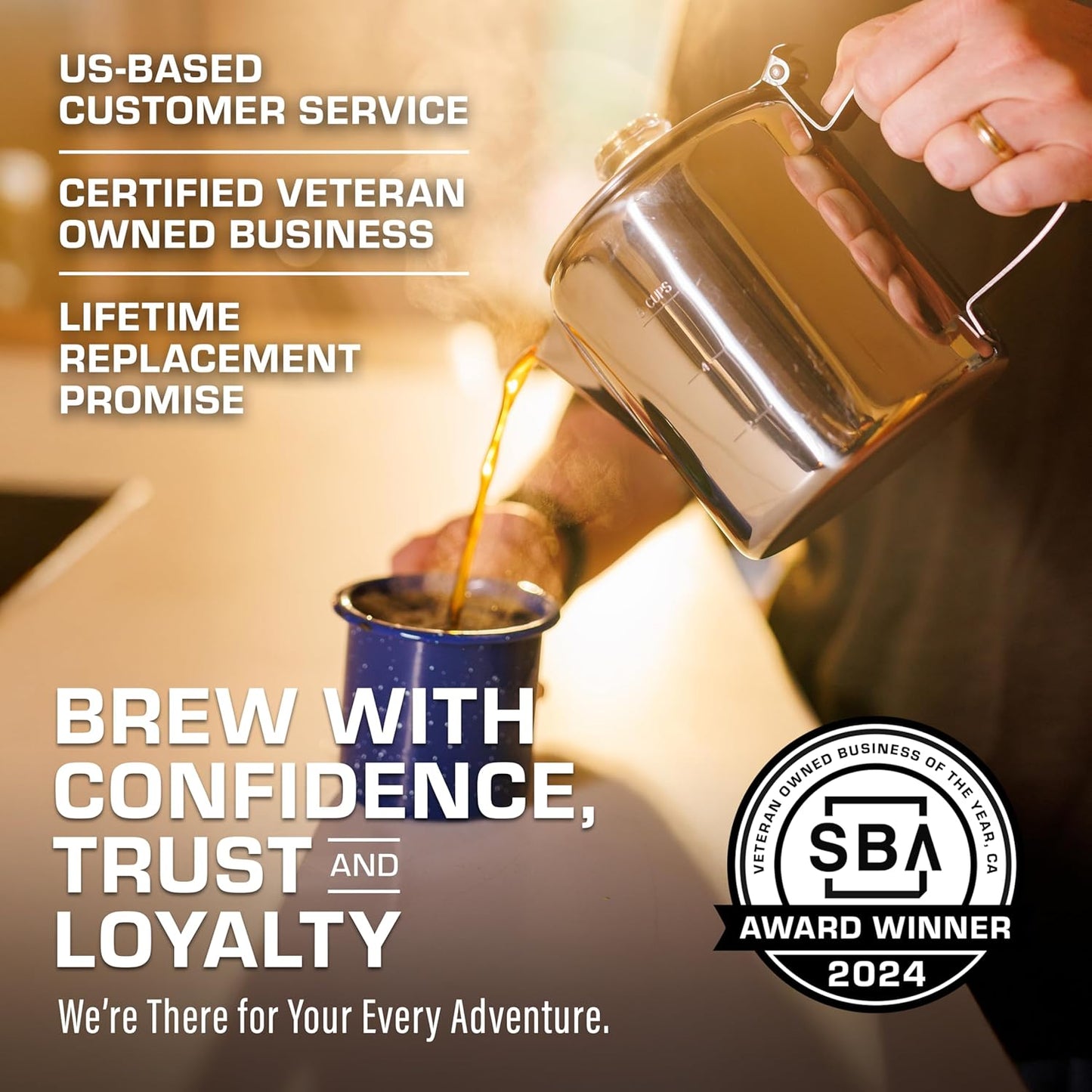 COLETTI Bozeman Percolator Coffee Pot — NO Aluminum or Plastic [6 cup]