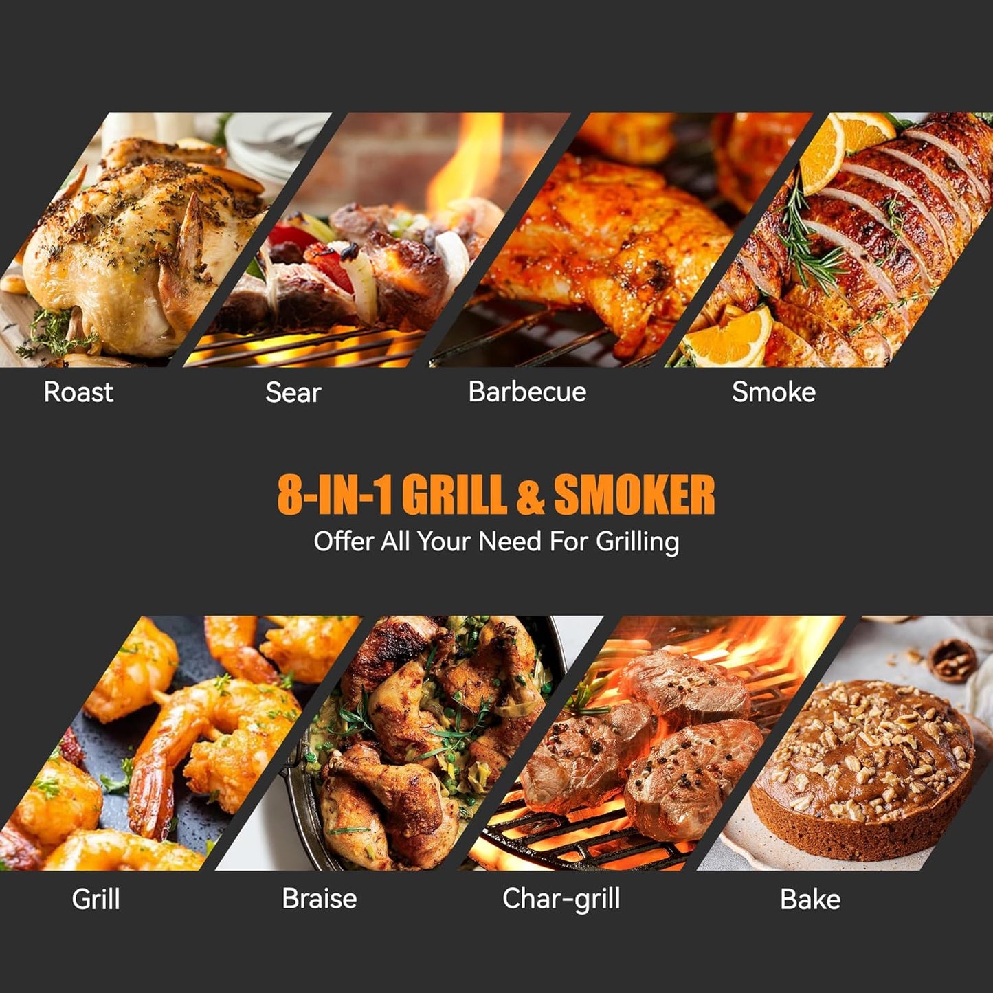 Z GRILLS Wood Pellet Smoker Grill, 8 in 1 BBQ Grill with Auto Temperature Control, 697 sq in Cooking Area for Backyard, Patio and Outdoor Cooking, 7002E, Sliver