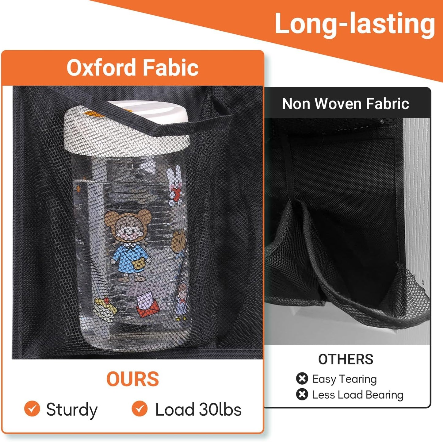 KIMBORA 2 Packs Narrow Over the Door/Wall Shoe Organizer, Small Hanging Shoe Rack for Closet with Clear Mesh Pocket for Bathroom, RV, Pantry, Camping (Black)