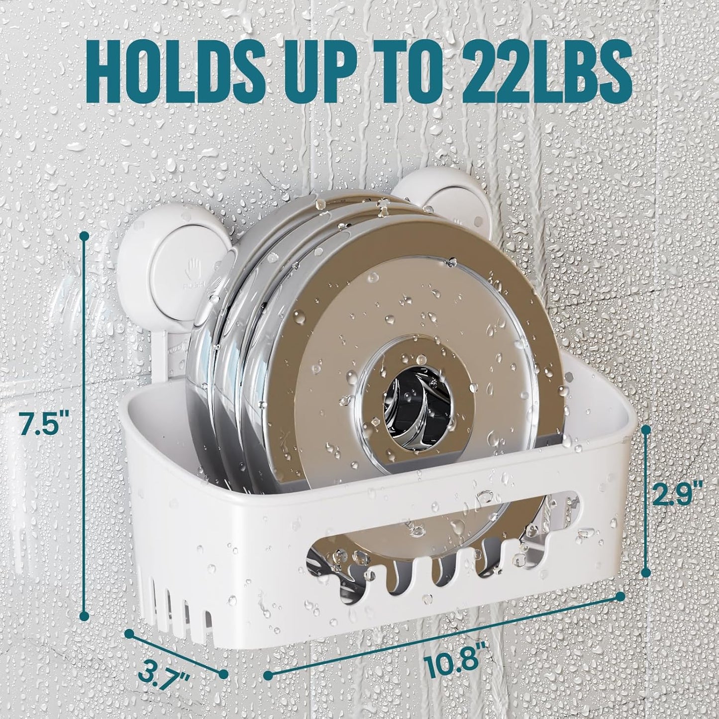 TAILI Shower Caddy Suction Cup, Heavy Duty Bathroom Organizer, Removable Shelves for Inside Shower, Shampoo, Waterproof Suction Plastic Storage for Bathroom Accessories Holder, White