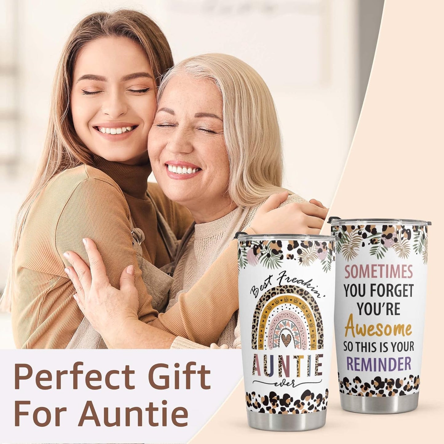 Macorner Aunt Gifts Tumbler - Stainless Steel 20oz - Best Auntie Ever Gift - Birthday & Christmas Idea for Aunt from Niece or Nephew
