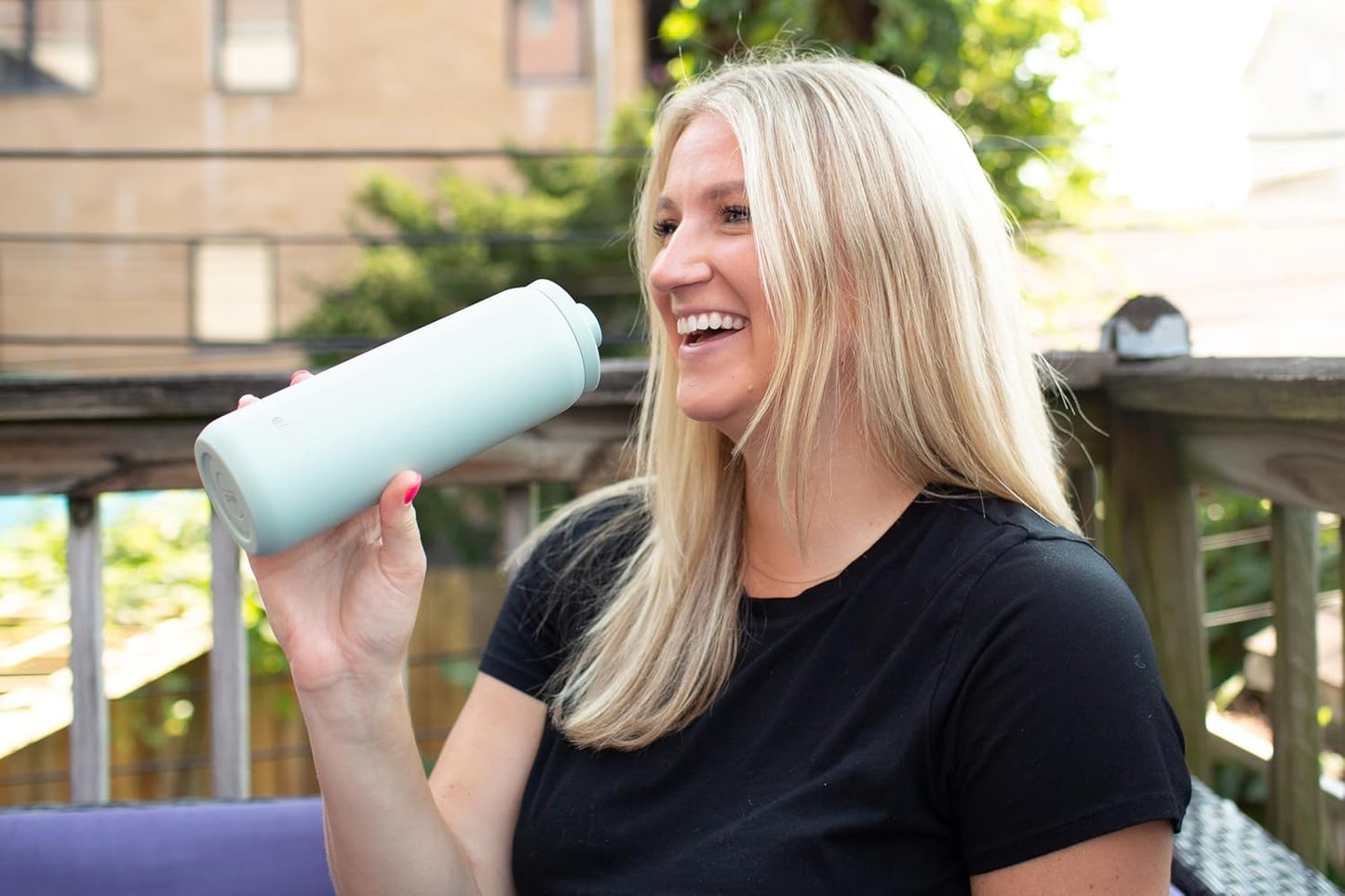 Ello Cooper 22oz Stainless Steel Water Bottle with 2 Lids Chug and Straw | Leak Proof Double Walled and Vacuum Insulated | Fits Car Cupholder | Built in Carry Loop | Dishwasher Safe | Sage