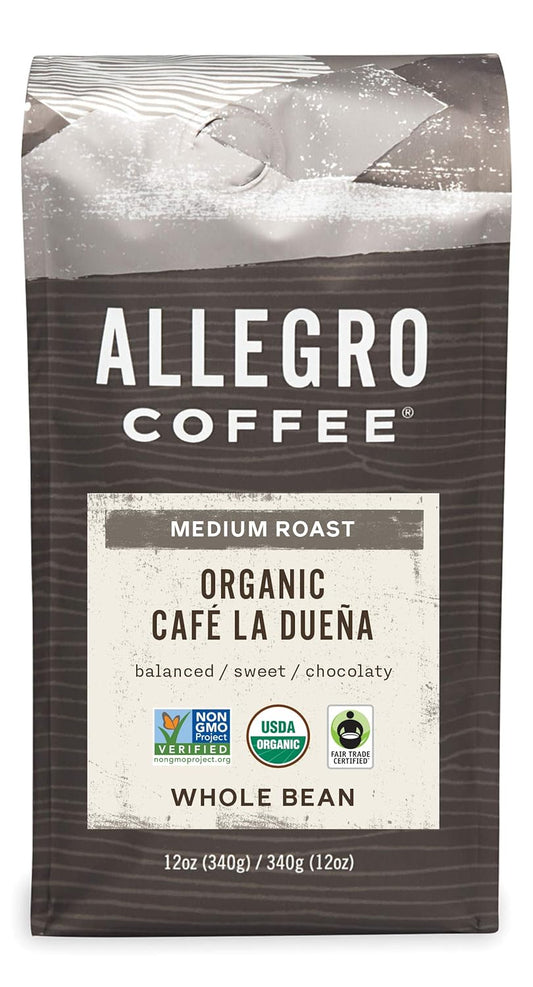Allegro Coffee Organic Cafe La Duena Whole Bean Coffee, 12 oz