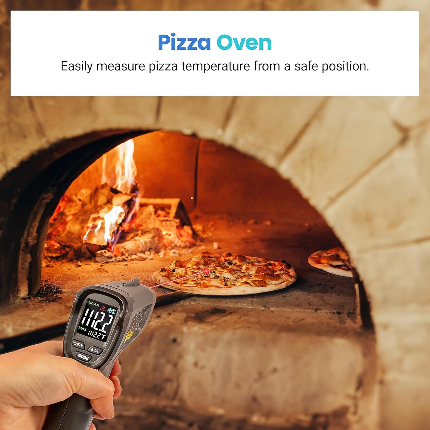 Etekcity Temperature Gun Infrared Thermometer -58°F 1130°F, Digital Laser Heat Gun with Adjustable Emissivity & Max Measure for Pizza Ovens, Griddles, Meat, Refrigerators, Engine, HVAC, Kitchen & Pool