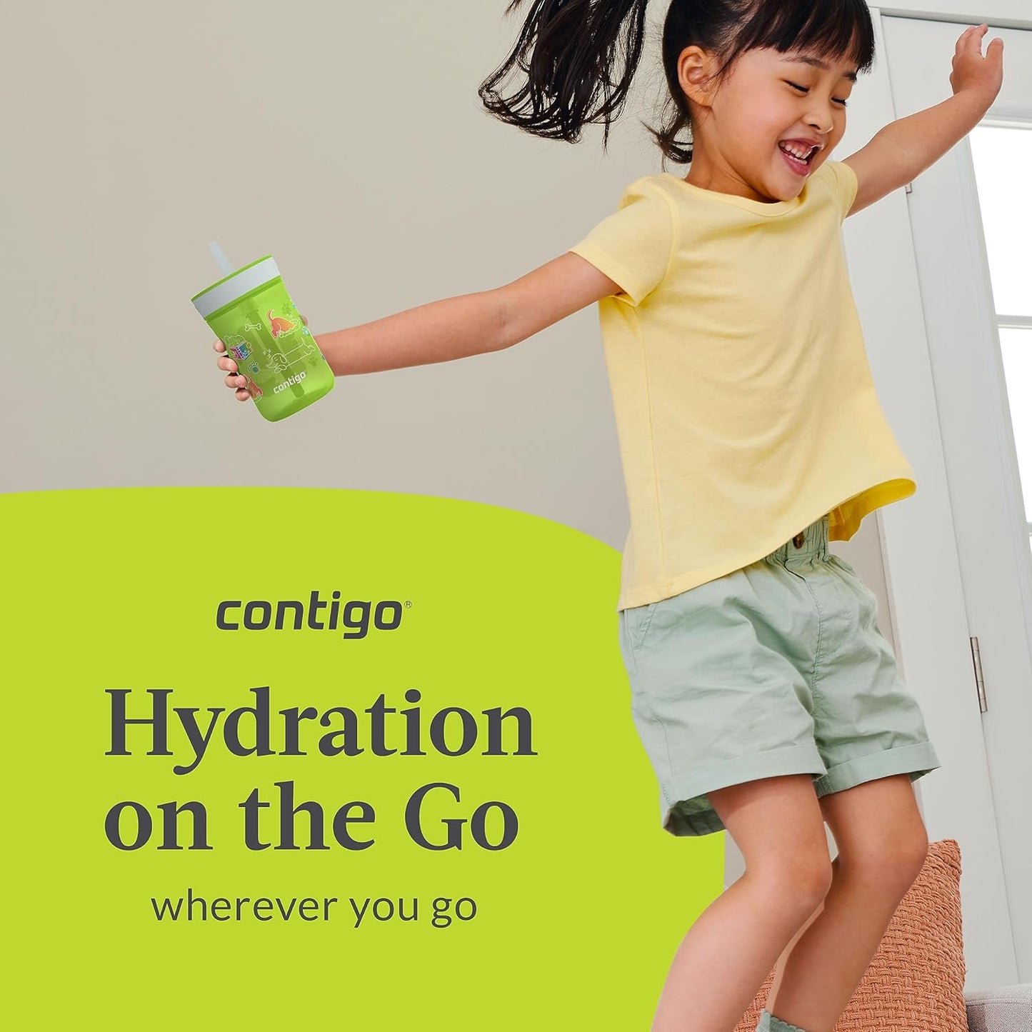 Contigo Kids’ Leighton Straw Tumbler with Spill-Proof Lid, 14 Oz. (Pack of 8)