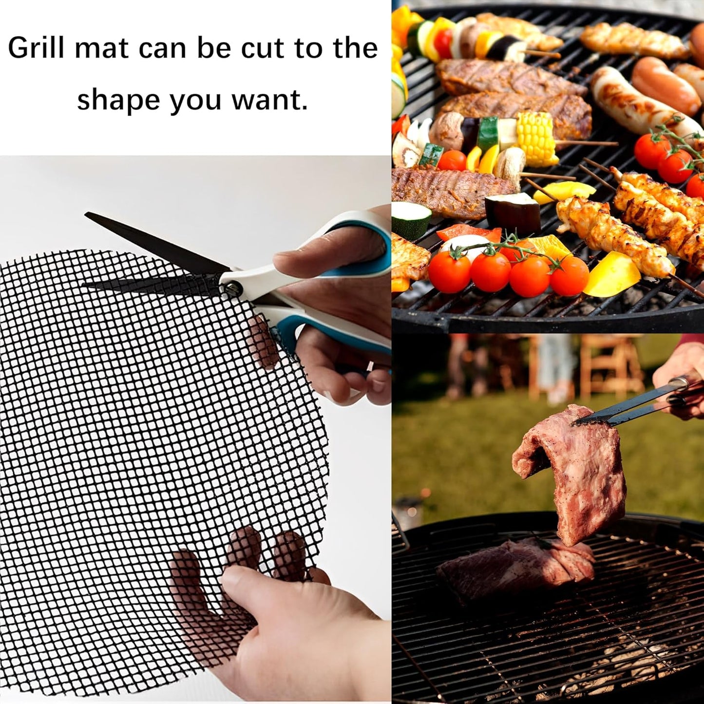 OSVINO Beige Grill Mesh Mat 5 Pack Reusable Non-Stick BBQ Grill Mats 16"x12" Outdoor Barbecue Baking Accessories Works on Gas Charcoal Electric Grill for Grilling Meat, Fish, Steak, Vegetables