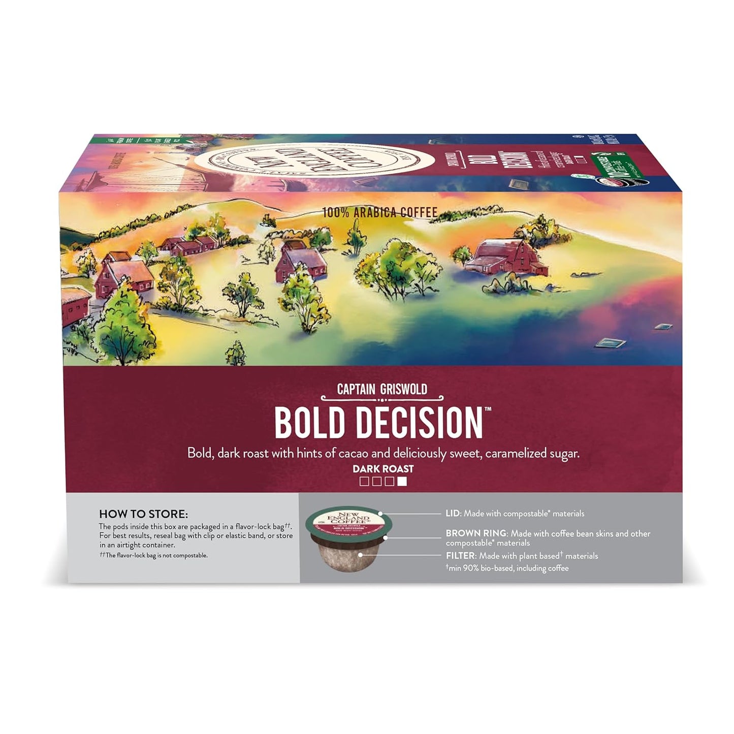 New England Coffee Bold Decision Dark Roast Single Serve Pods, 10ct Box (Pack of 1)