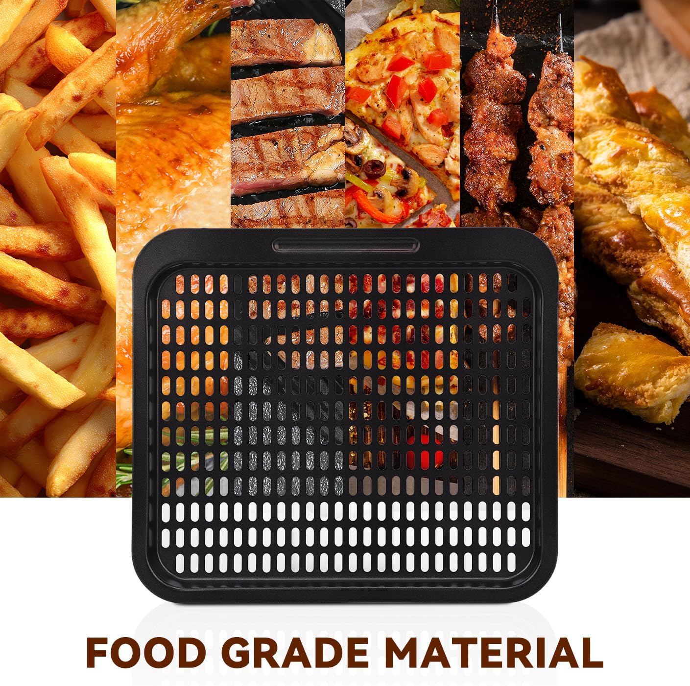 10 Qt Cooking Tray for Instant Vortex Plus10 Quart Air Fryer, 3 PCS Replacement Tray for Innsky 10.6 Qt Oven, Food Grade Nonstick Cooking Rack Parts Grill Pan Crisper Plate Accessories Dishwasher Safe