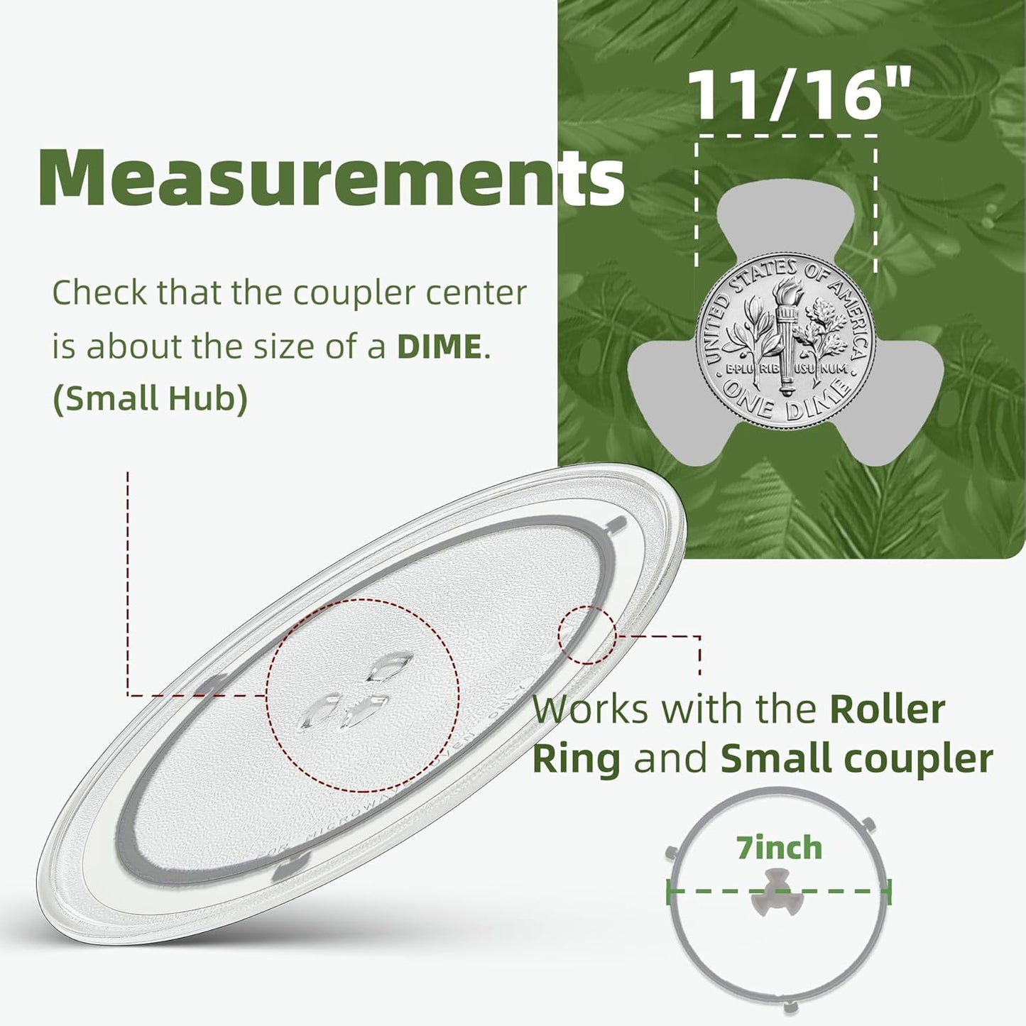 Smallest 9.6 Inch Microwave Plate Replacement Compatible With Panasonic Microwave Glass Plate F06016D00XN, 9.6" Microwave Plate Replacement for Nostalgia 0.7 cu.ft. 700W small retro microwaves