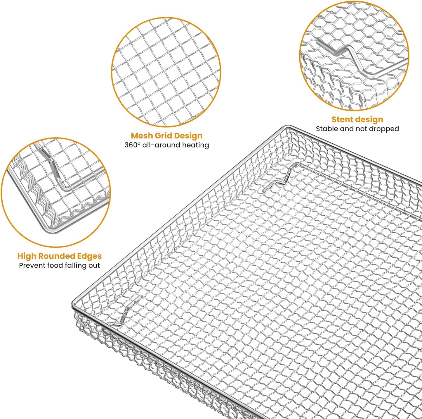 Stainless Steel Baking Tray Pan and Air Fryer Basket Compatible with Cuisinart Airfryer TOA-060 and TOA-065，for Convection Toaster Oven (with Cuisinart Airfryer TOA-060 and TOA-065)