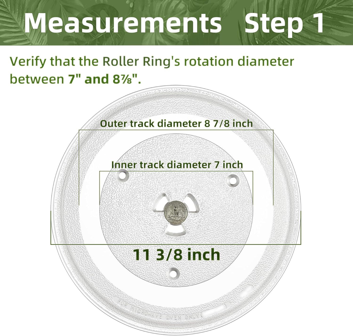 11.25" Microwave Glass Plate Replacement Compatible with GE WB49X10097 WB49X10034 Samsung DE74-20102D DE63-00536A DE63-00624A and 11 3/8" Panasonic Microwave Glass plate Replace