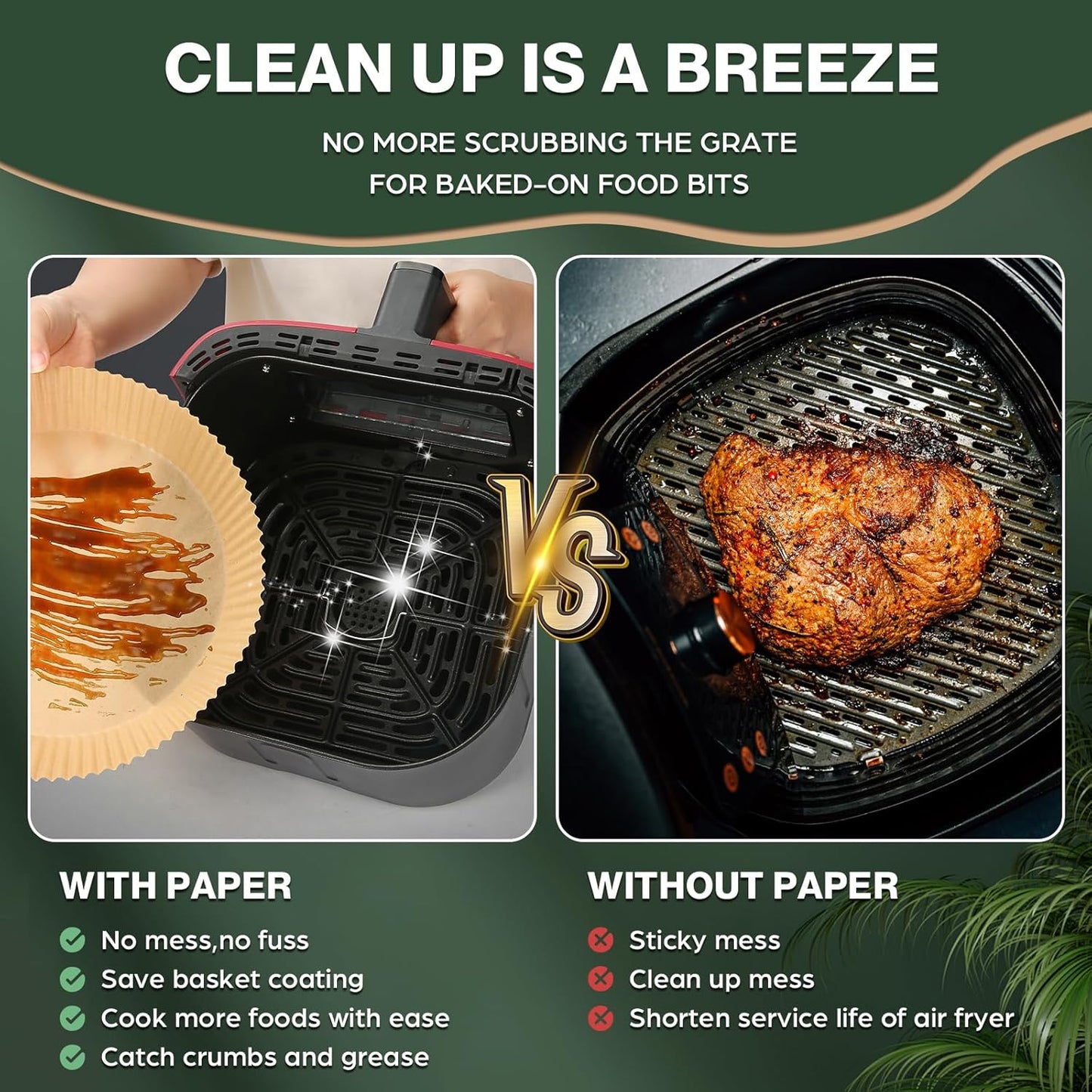 Air Fryer Paper Liners Disposable: 100Pcs 9 Inch Special Round Liners for Air Fryer, Grease and Water Proof Non Stick Basket Parchment Paper