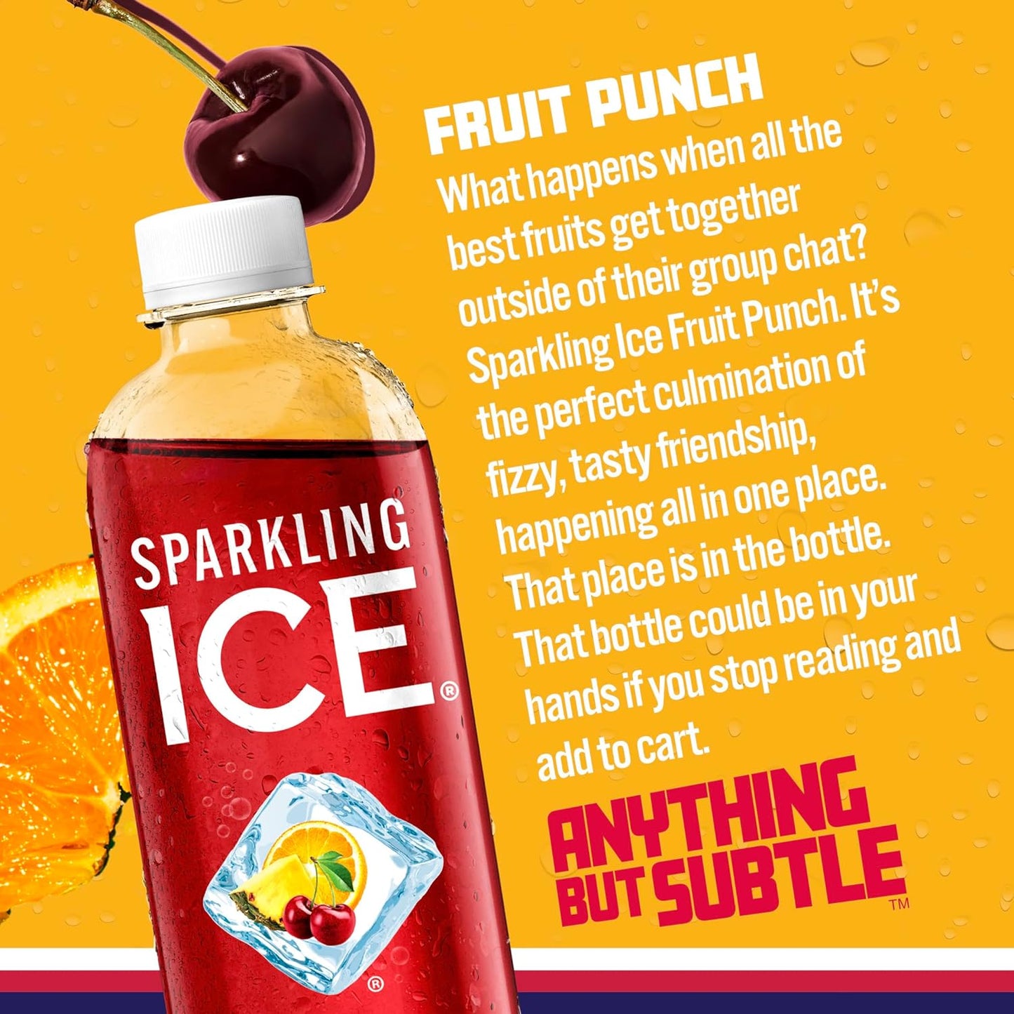 Sparkling Ice, Fruit Punch Sparkling Water, Zero Sugar Flavored Water, with Vitamins and Antioxidants, Low Calorie Beverage, 17 fl oz Bottles (Pack of 12)