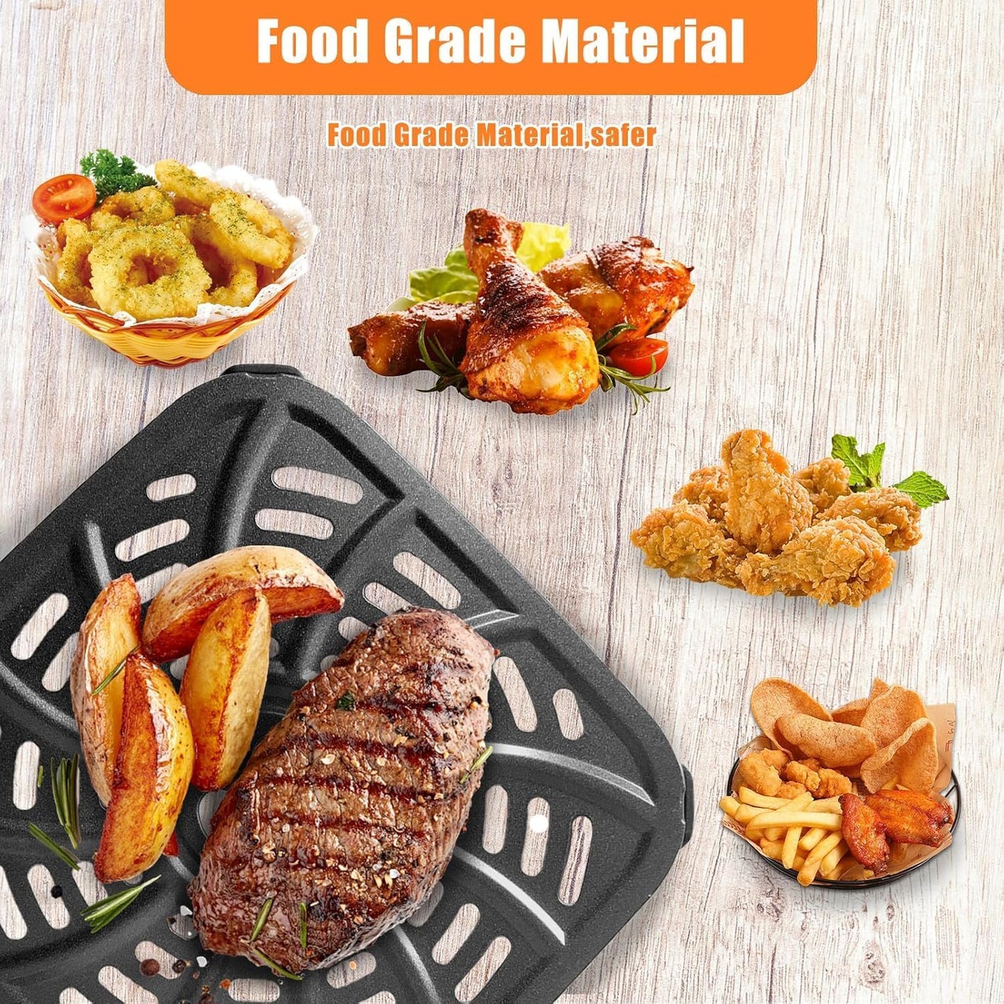 4QT Air Fryer Grill Pan for Gourmia GAF414 Digital Air Fryers, Upgraded Air Fryer Grill Crisper Plate Tray Rack Insert Grate Grid Shelf for 4QT Gourmia Air Fryer, Nonstick, Dishwasher Safe