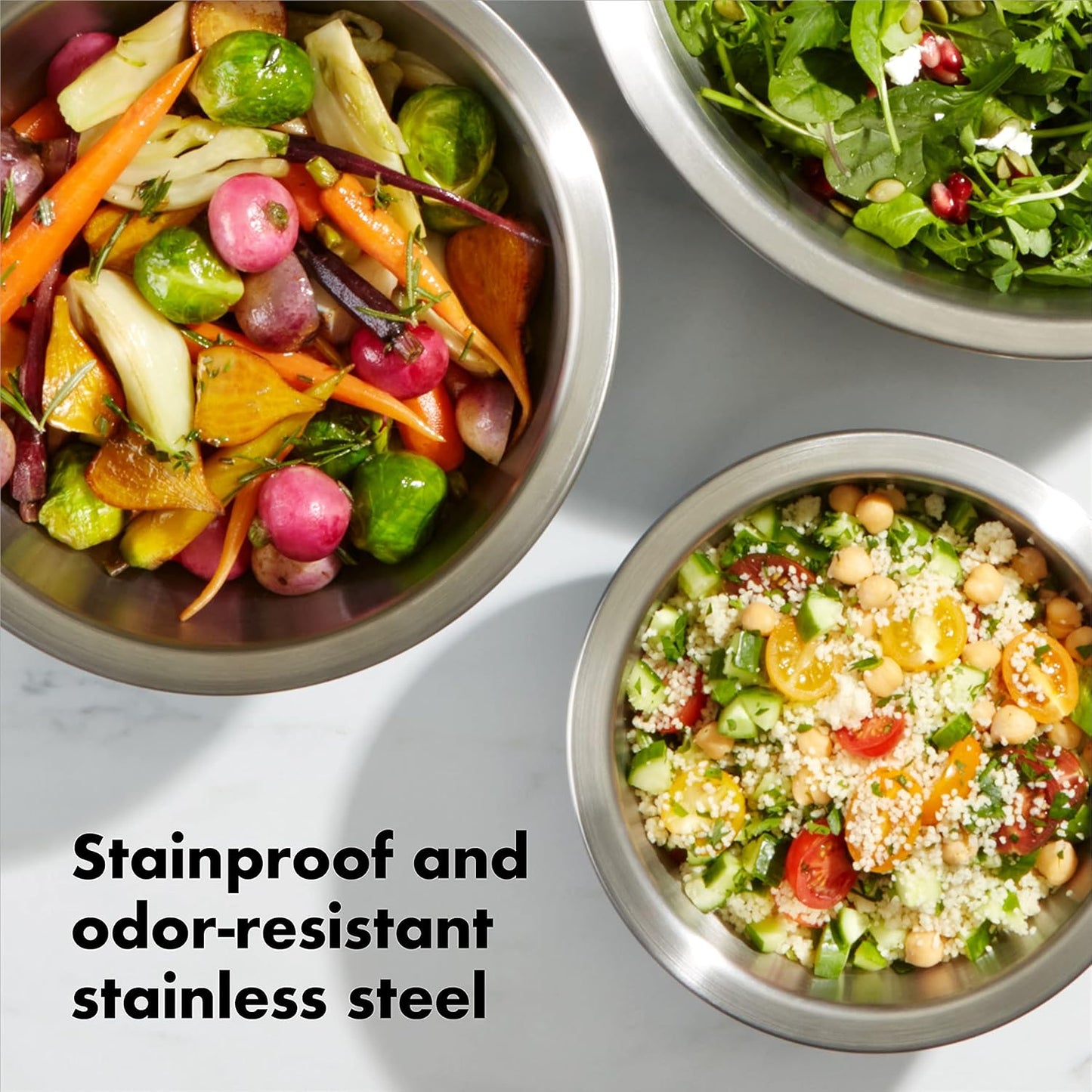 OXO Good Grips 3-Piece Stainless-Steel Mixing Bowl Set