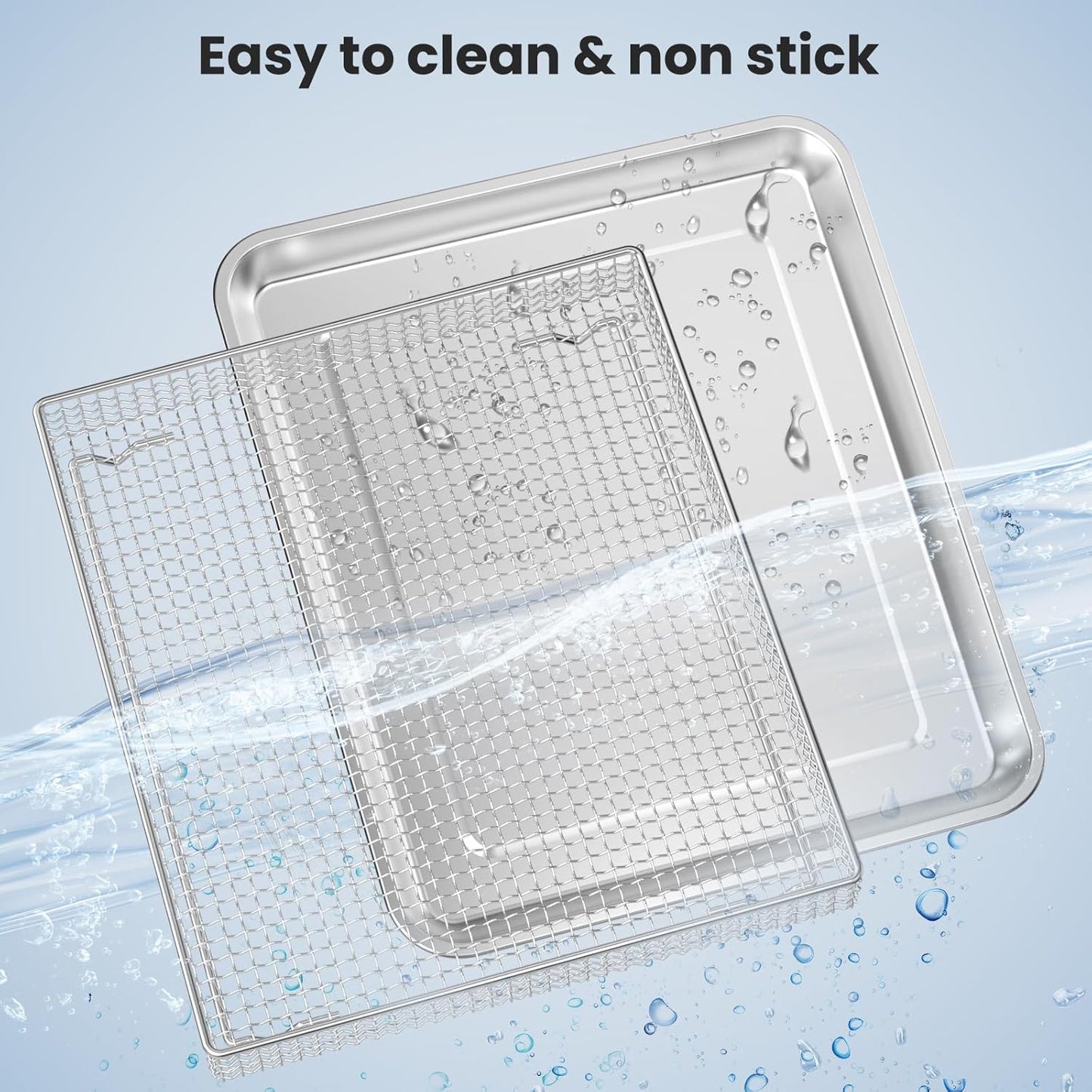 Stainless Steel Baking Tray Pan and Air Fryer Basket Compatible with Cuisinart Airfryer TOA-060 and TOA-065，for Convection Toaster Oven (with Cuisinart Airfryer TOA-060 and TOA-065)