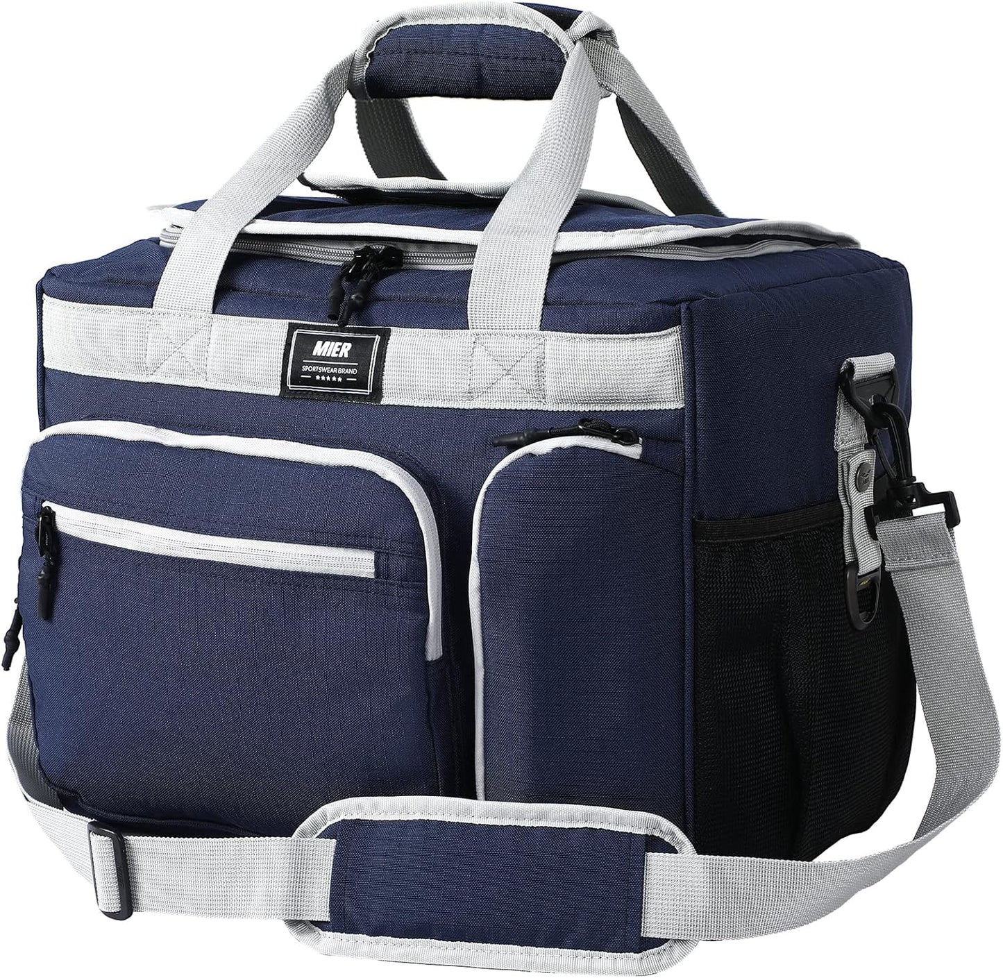 MIER 30L Extra Large Soft Cooler Bag with Bottle Opener for Camping Beach BBQ Grocery Golf Leakproof Picnic Lunch Bag, Collapsible, Top Flip Lid, 45Can (Dark Blue)