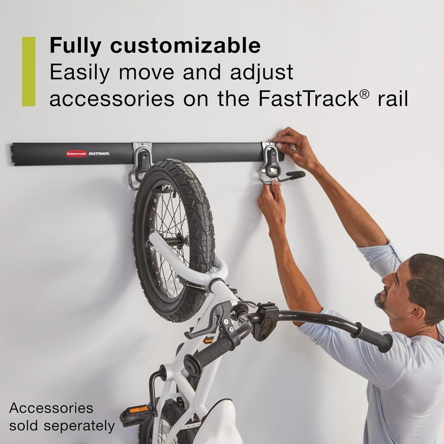 Rubbermaid FastTrack Wall Mounted Storage and Organization System Rail 48" Holds up to 1750 pounds Black Home/Garage Organization for Yard Tools/Sports Equipment/Ladders