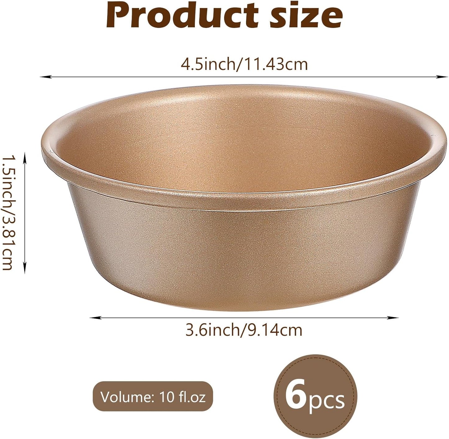 6PCS Air Fryer Jumbo Muffin Cupcake Pans, Mini Pie Pan, 4 Inch Hamburger Bun Mold, Non-Stick Air Fryer Egg Baking Pan Individual Mini Cake Pans for Baking