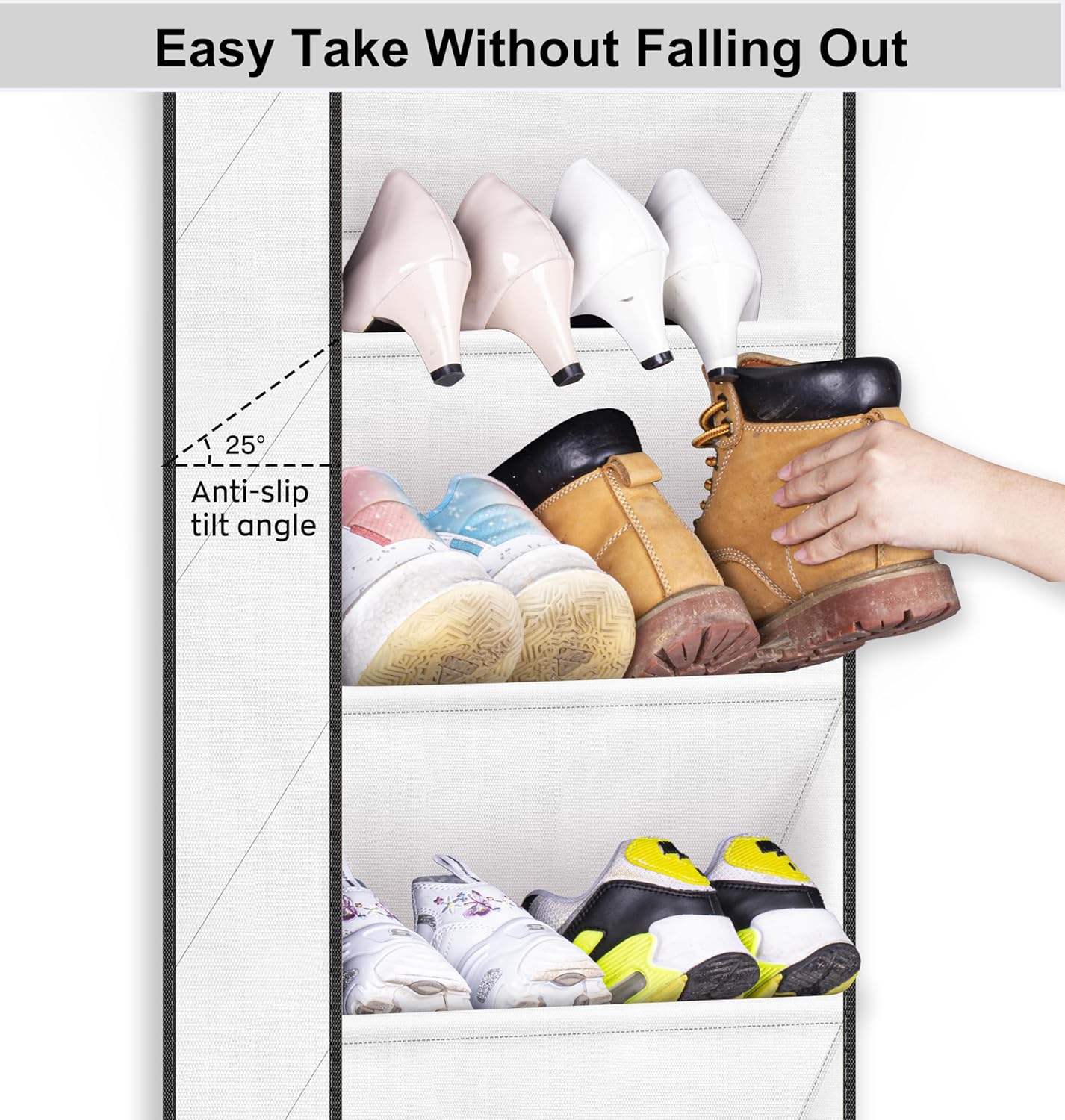 SLEEPING LAMB Over The Door Shoe Organizer for Closet, Kids Sneaker Storage for Hanging Shoe Rack for Door with Large Deep Pockets for Toddler, Girl, Baby Room Decor, White