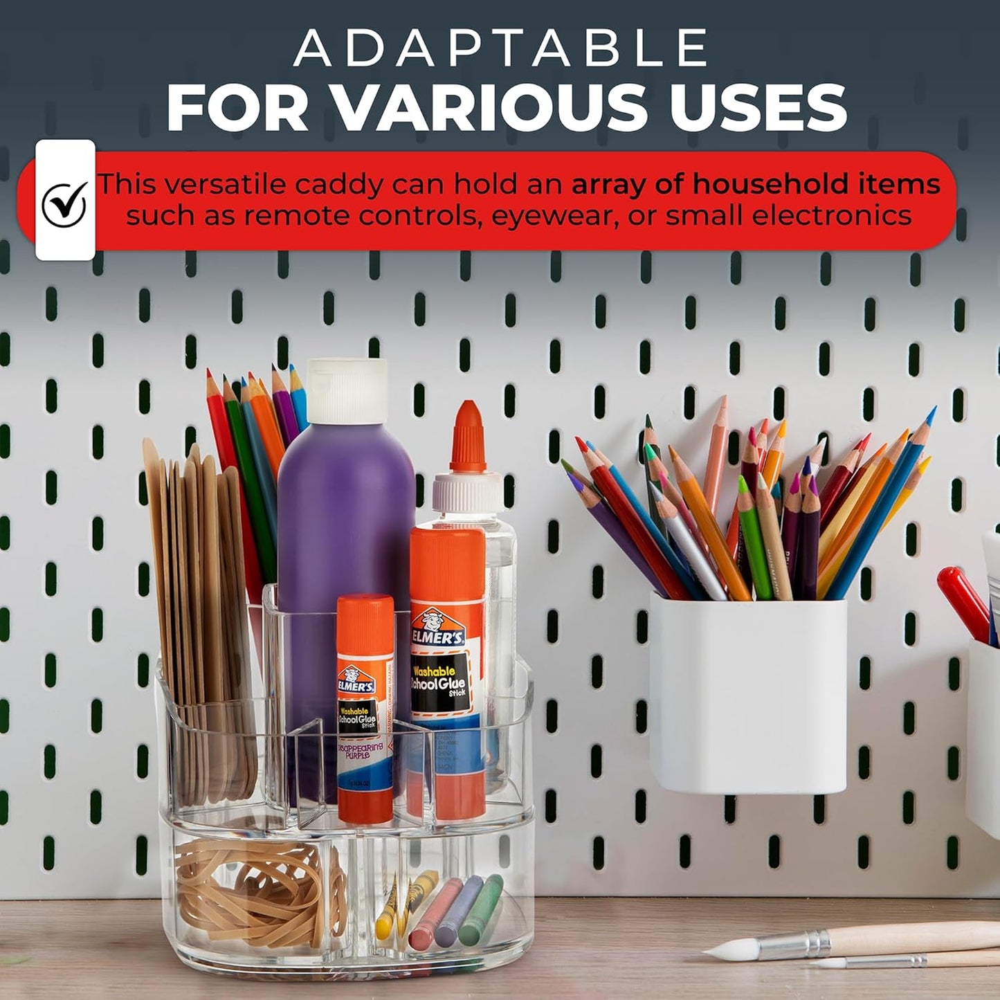 Masirs Small Rotating Makeup Organizer - Mini Yet Spacious Cosmetic Storage Solution with Multiple Compartments - The Perfect Spinning Make-Up Caddy for Vanity or Bathroom Counter (Square - Clear)