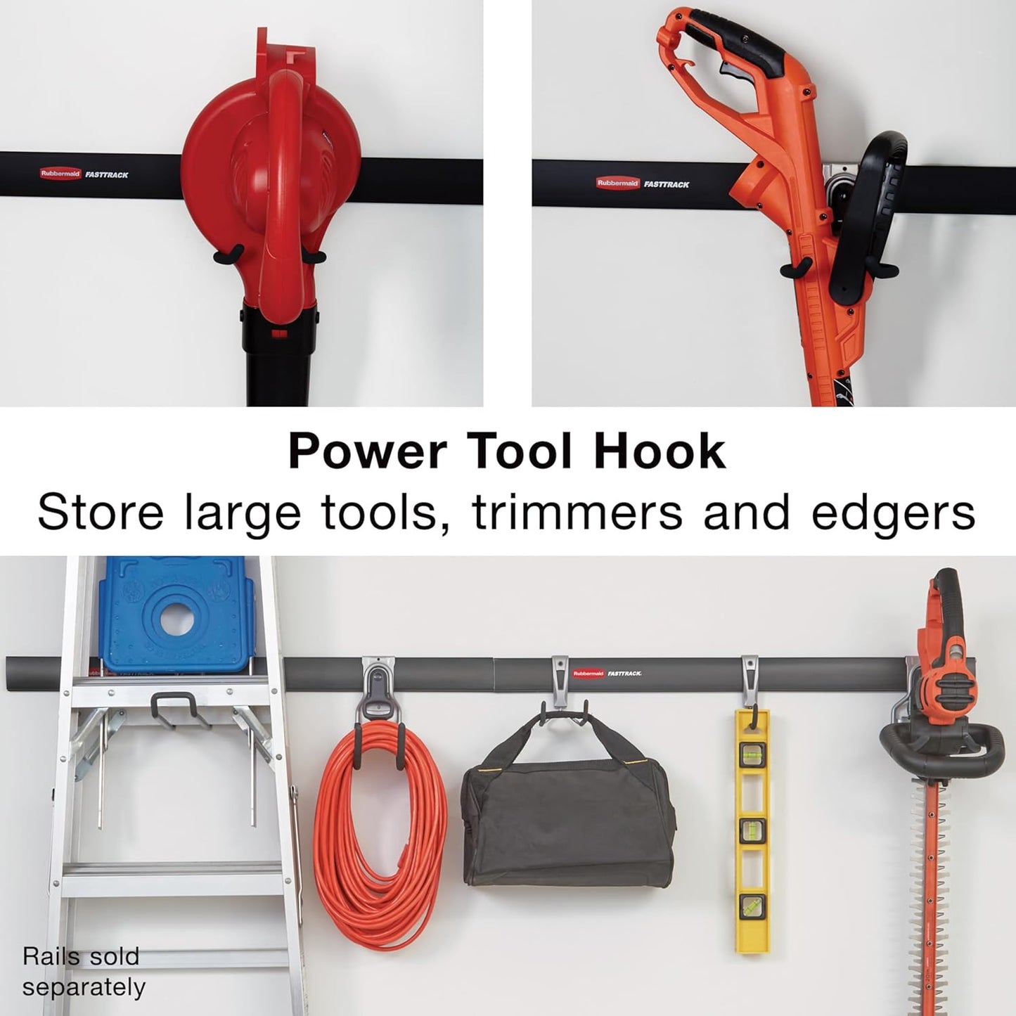 Rubbermaid Garage FastTrack Power Tool Holder Satin Nickel Wall Mounted Storage System Holds up to 50 pounds for Home/Garage/Tool Organization