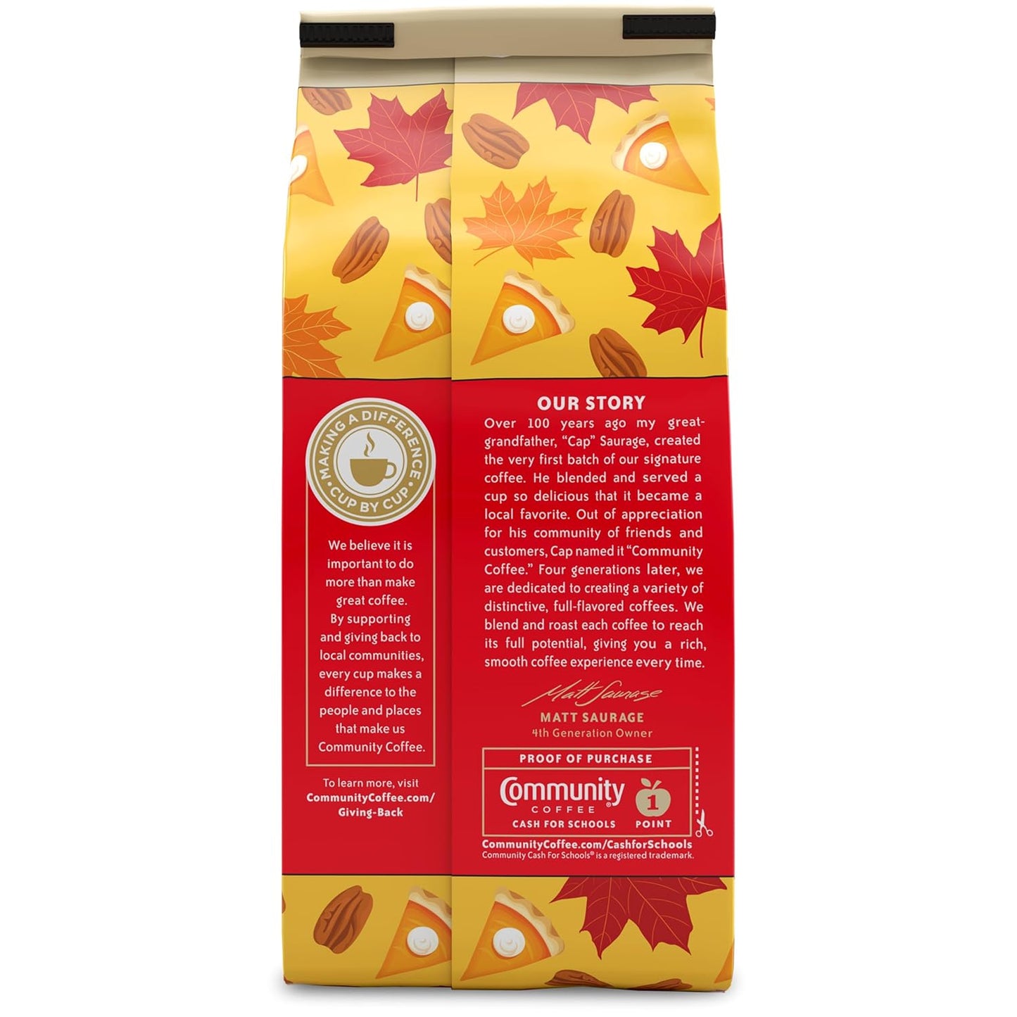 Community Coffee Spiced Pumpkin Pecan Pie Flavored Ground Coffee, Limited Edition, Medium Roast, 11 oz Bag (Pack of 6)