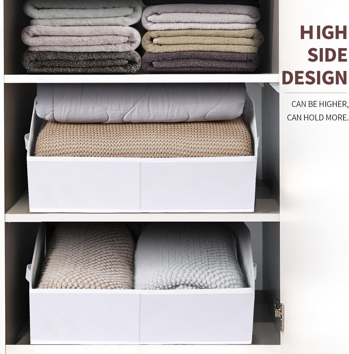 Fabric Bins for Organization - Trapezoid Storage Cubes, Large Baskets for Storage, 6 Pack Shelf Baskets, Closet Organizer Bins for Clothes, Books, Home, Office, White