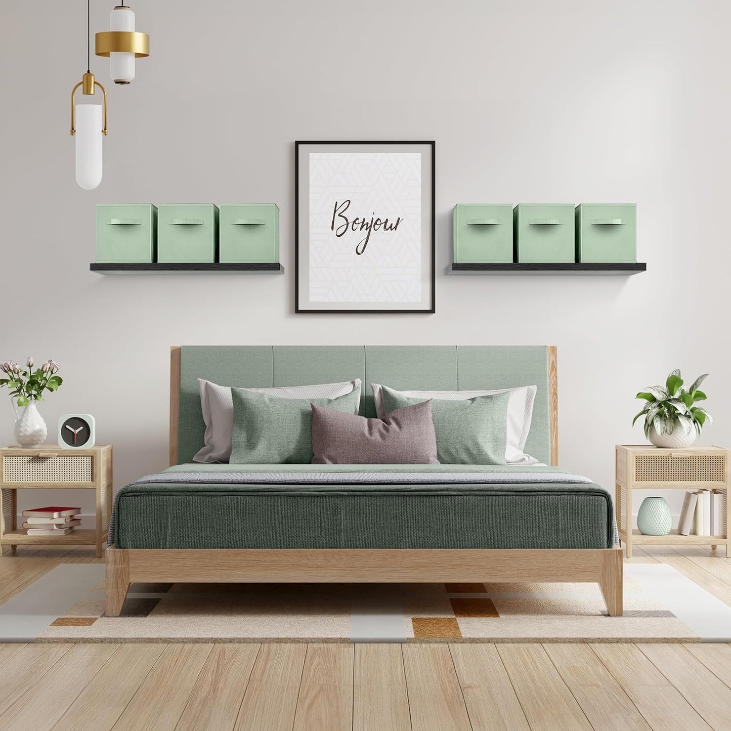 Sorbus 13 Inch Storage Bins - Sturdy Collapsible Fabric Storage Cubes with Handle - 6 Foldable Baskets for Organizing Clothes, Toys, Books - Storage Baskets for Shelves, Kids Room, Closets