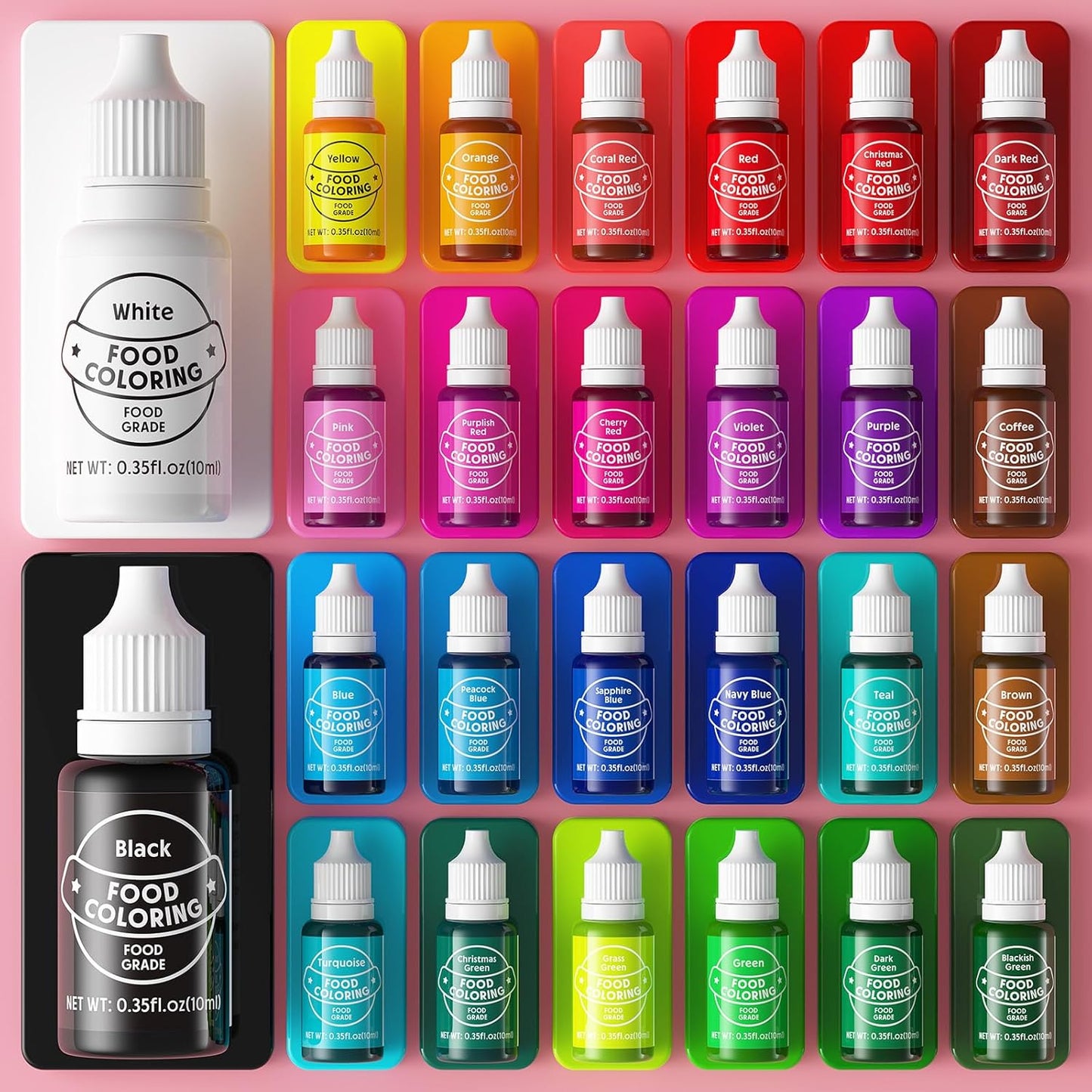 Food Coloring for Baking - Cherrysea 26 Vibrant Cake Coloring Liquid Set for Dessert Decorating, Food Grade Food Dye for Icing,Fondant,Cookies,Easter Egg,Making DIY Supplies Kit- 0.35 Fl. oz/Bottles