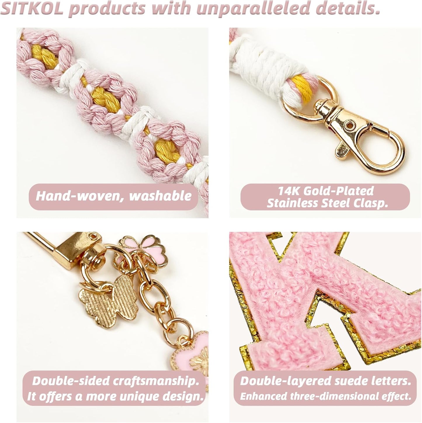 SITKOL Silicone Boot Cute Monogram Set Compatible with Owala Water Bottle 24 oz, 32 oz, 40 oz - Perfect Letter Owala Accessories for Owala Tumbler, Owala Free Sip, Pink Owala, Black Owala