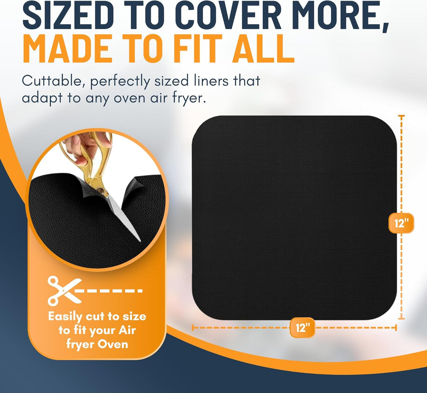 Toaster Oven Liners for Bottom of Oven (4 Pack) Reusable Non-Stick Heat Resistant Toaster Liners, Compatible with Ninja, Cuisinart, Emeril Lagasse & More, Toaster Mat, 12"x12" (Black)