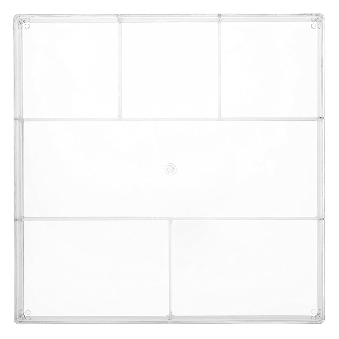 Whitmor Clear 6-Section Drawer Organizer | For Makeup & Accessories | Sturdy Resin | 11.9 x 11.9 x 1.7 Inches | Pack of 6