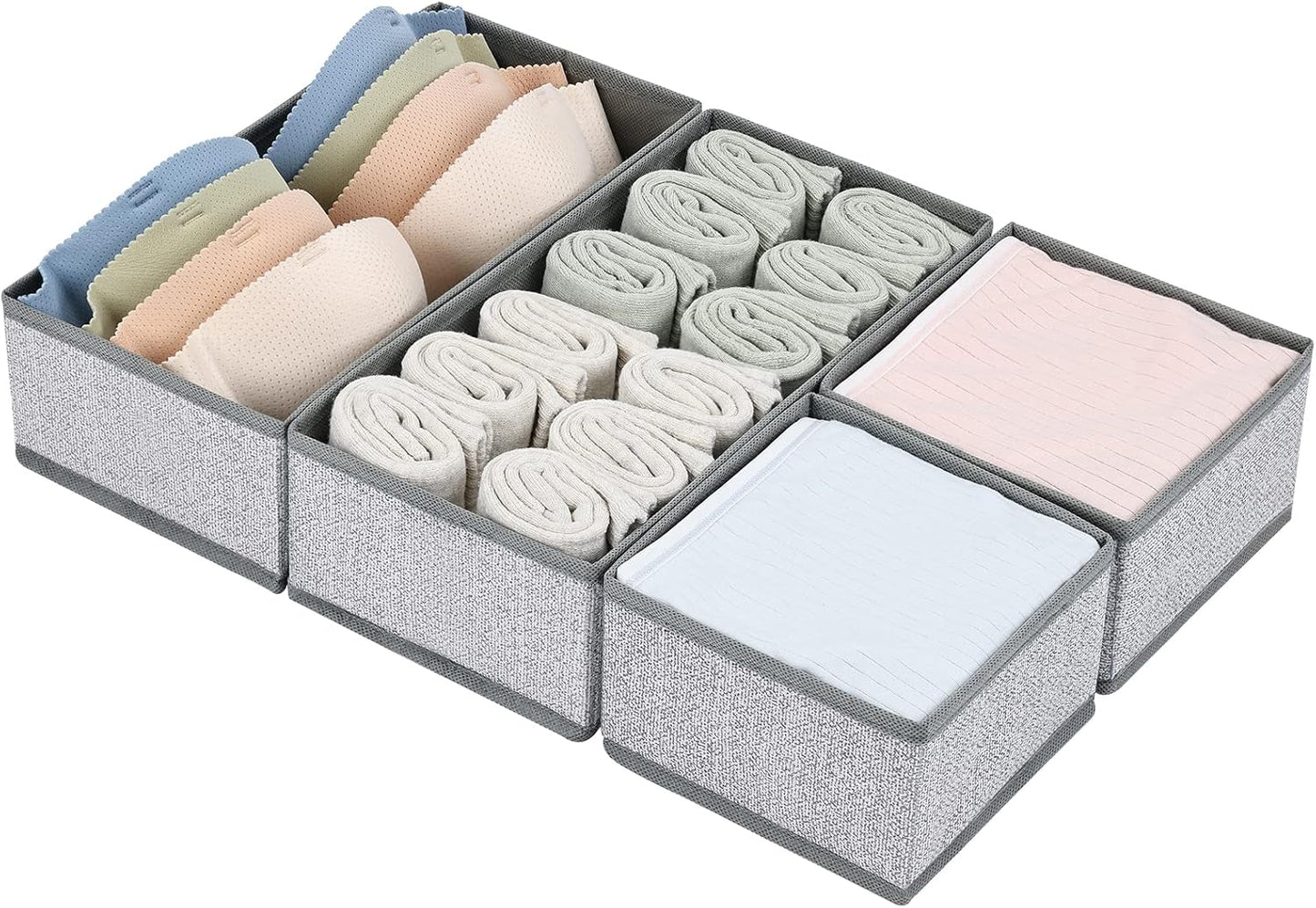 DIMJ Drawer Organizer Clothes, Dresser Organizer For Nursery, Bedroom, Closet, Baby Clothes Organizer and Storage, Foldable Fabric Drawer Dividers for Baby Socks, Belt, Tie (4 Pack, Blended)