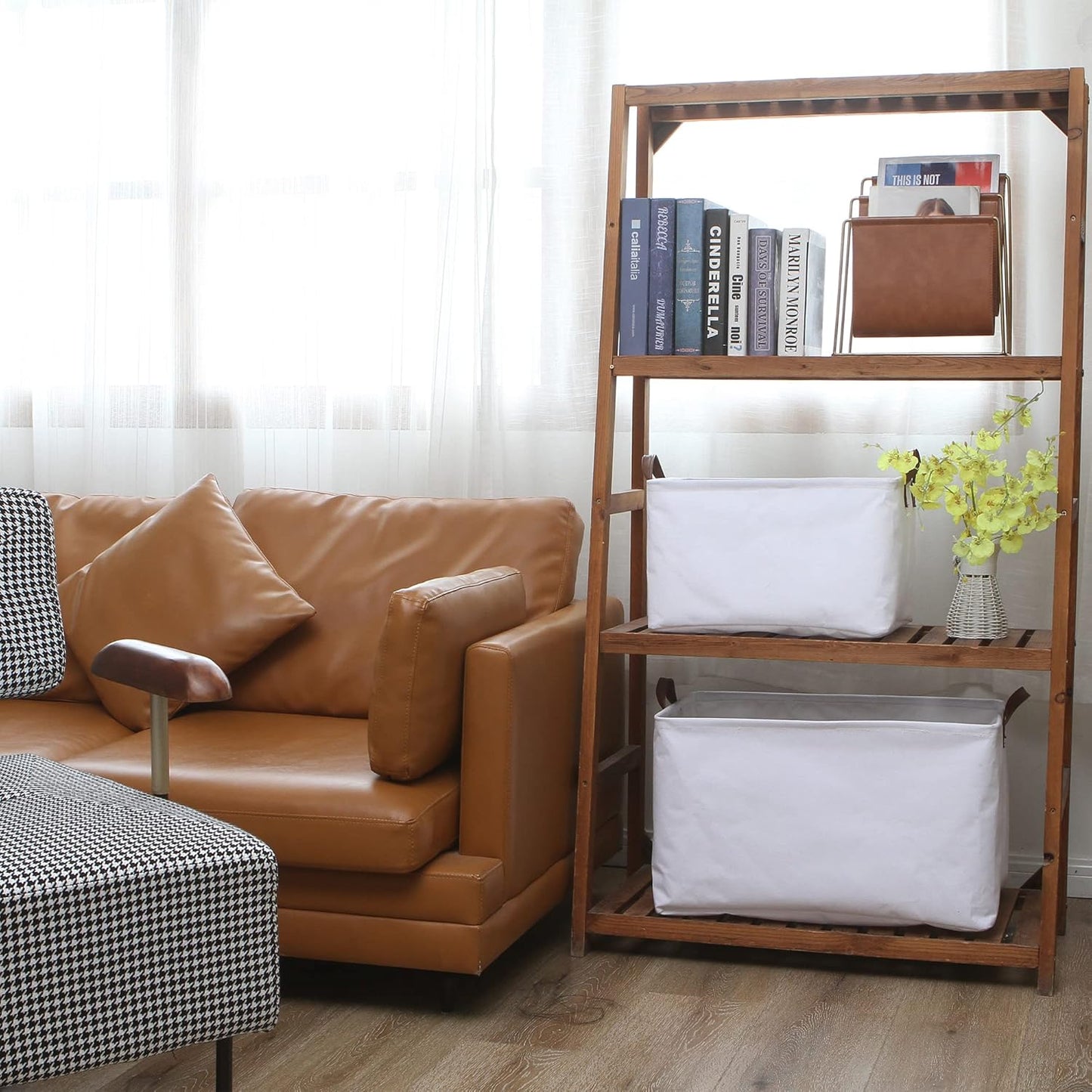 Hinwo 70L Extra Large Storage Bins, Closet Organizers and Storage, Foldable Clothes Storage Baskets with Handles, Containers for Clothing, Blanket, Comforters, Toys, Bedding (White)