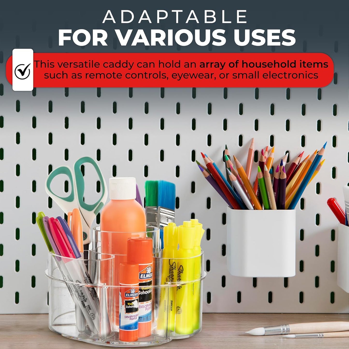 Masirs Small Rotating Makeup Organizer - Mini Yet Spacious Cosmetic Storage Solution with Multiple Compartments - The Perfect Spinning Make-Up Caddy for Vanity or Bathroom Counter (Round - Clear)