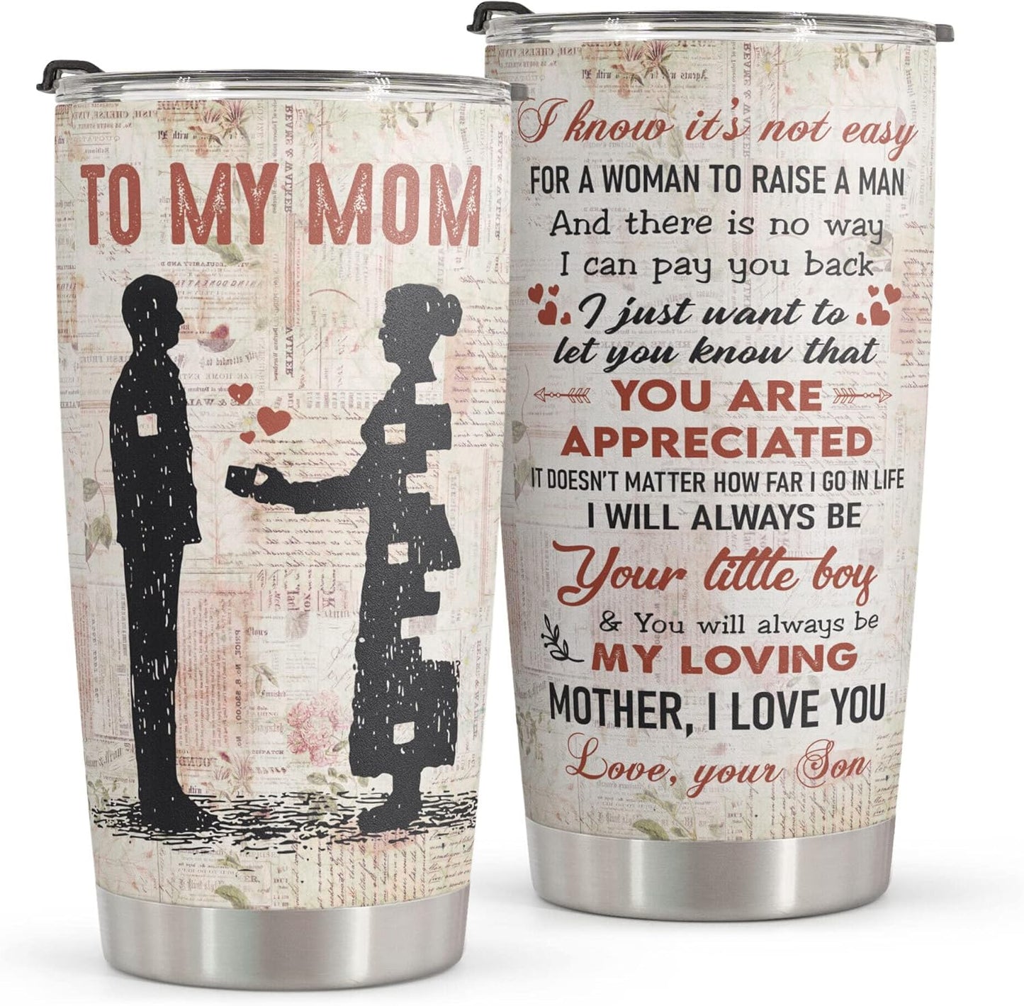 Macorner Mothers Day, Birthday Gifts for Mom, Women & Christmas Gifts From Son, Kids, Stainless Steel Tumbler 20oz