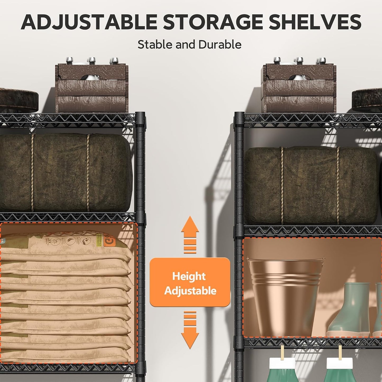 Standing Shelf Units Wire Rust-Proof Outdoor Storage Shelving 4-Tier Utility Shelving Unit for Garden Home,Kitchen,Office Dark Grey 17.7" D x 35.5" W x 59.4" H