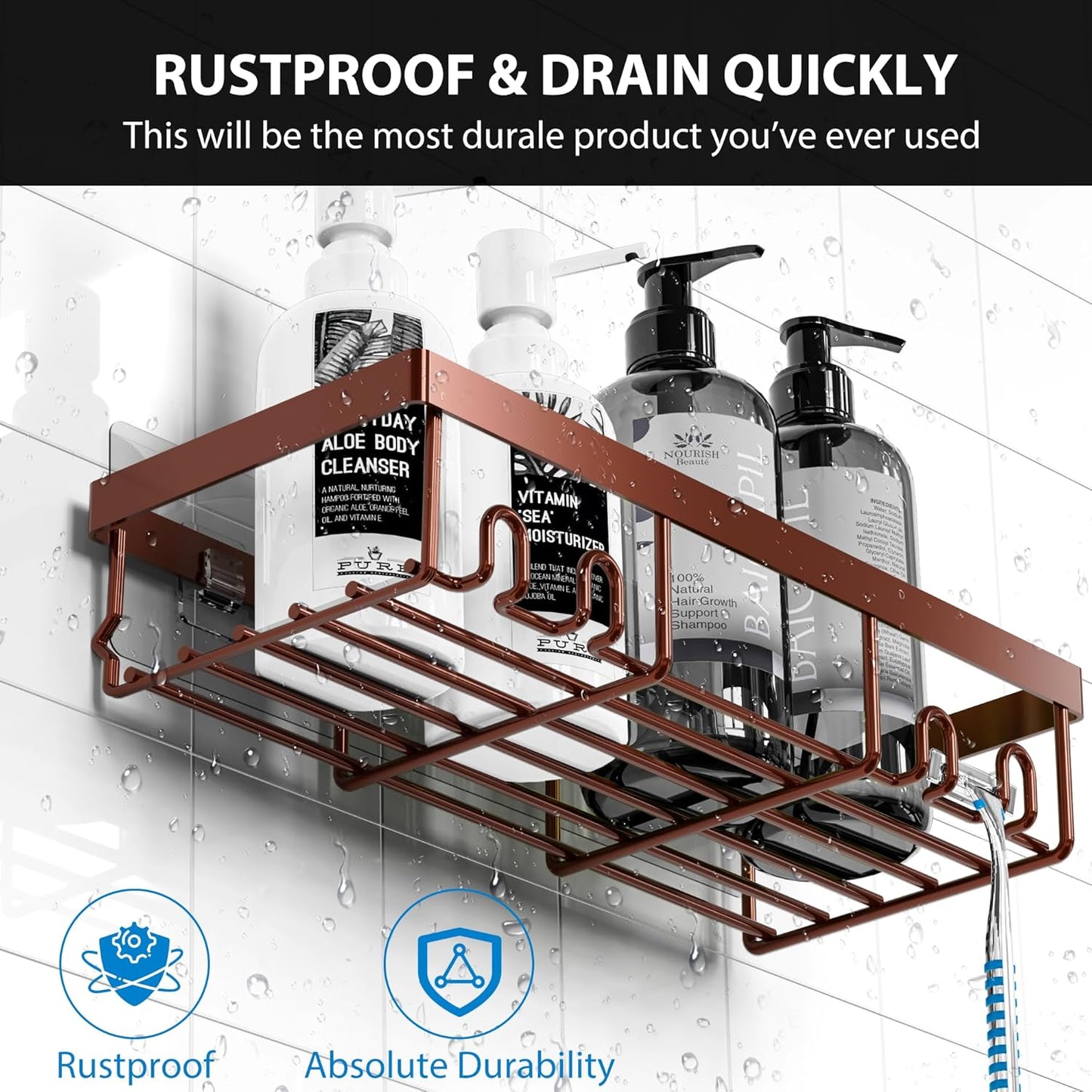 Moforoco Adhesive Shower Caddy Organizer Shelves Rack - 5 Pack Corner Bathroom Storage Organization, Home & Kitchen Decor Inside RV Accessories, Hanging First Apartment Household Camper Essentials