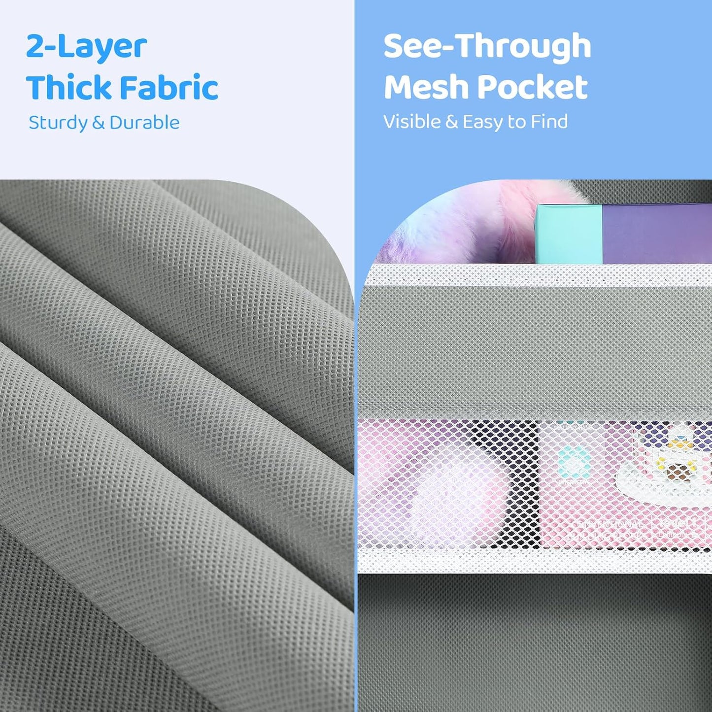 Yecaye 3 Pack Over the Door Organizer, 35.2lbs Load Toy Stuffed Animal Storage, Swing-proof Hanging Bathroom Organizers and Storage for Nursery Newborn Baby Essential Stuff Dorm Room Essentials Grey