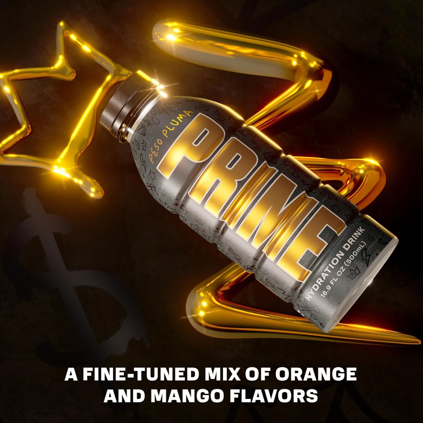 PRIME Hydration PESO PLUMA, Sports Drinks, Electrolyte Enhanced for Ultimate Hydration, 250mg BCAAs, B Vitamins, Antioxidants, Low Sugar, 16.9 Fl Oz, 12 Pack