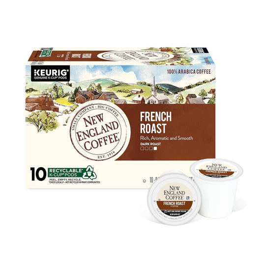 New England Coffee French Roast Dark Roast Single Serve Pods, 10ct Box (Pack of 1)