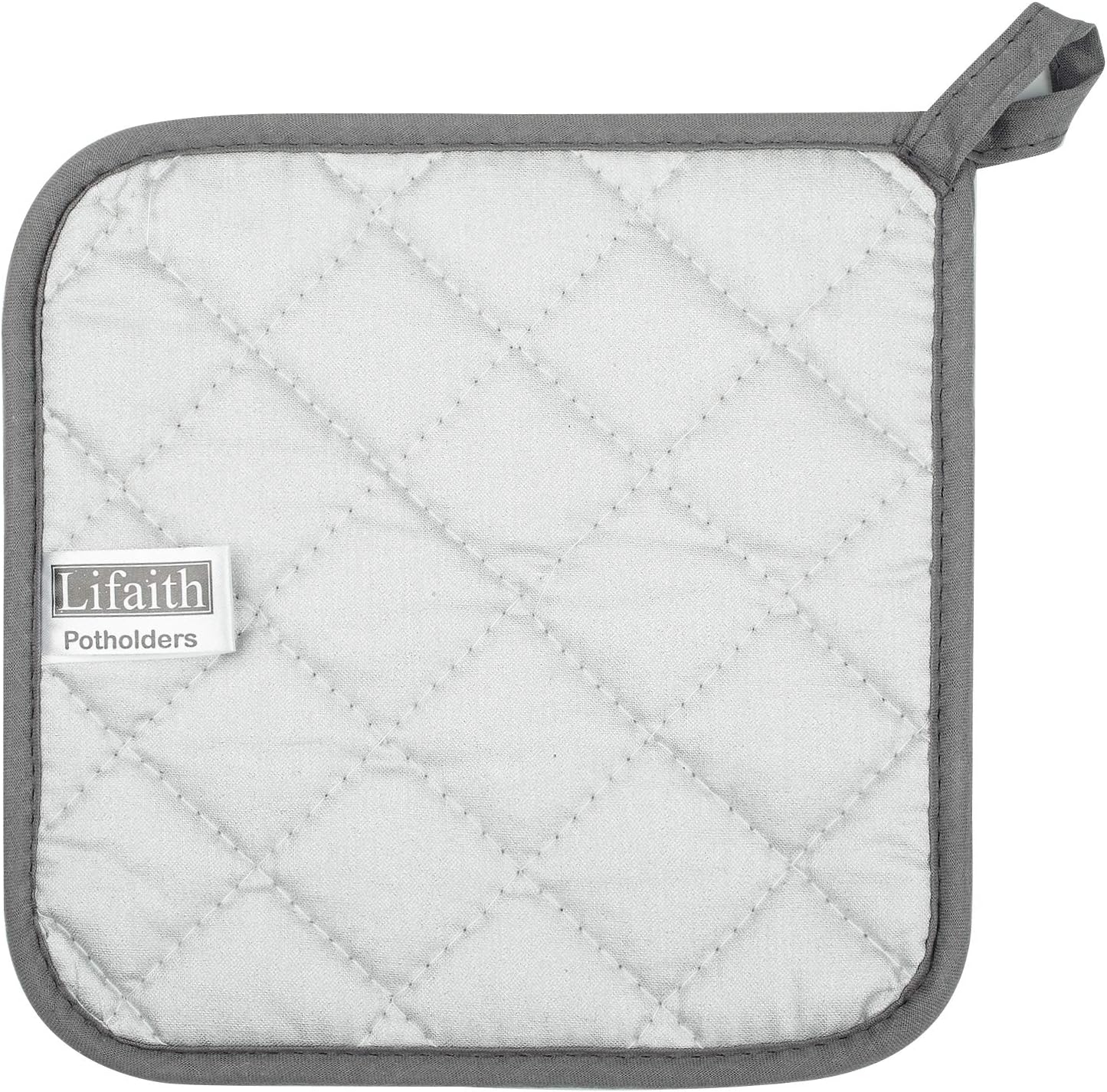 100% Cotton Kitchen Everyday Basic Terry Pot Holder Heat Resistant Coaster Potholder for Cooking and Baking Set of 5 Grey