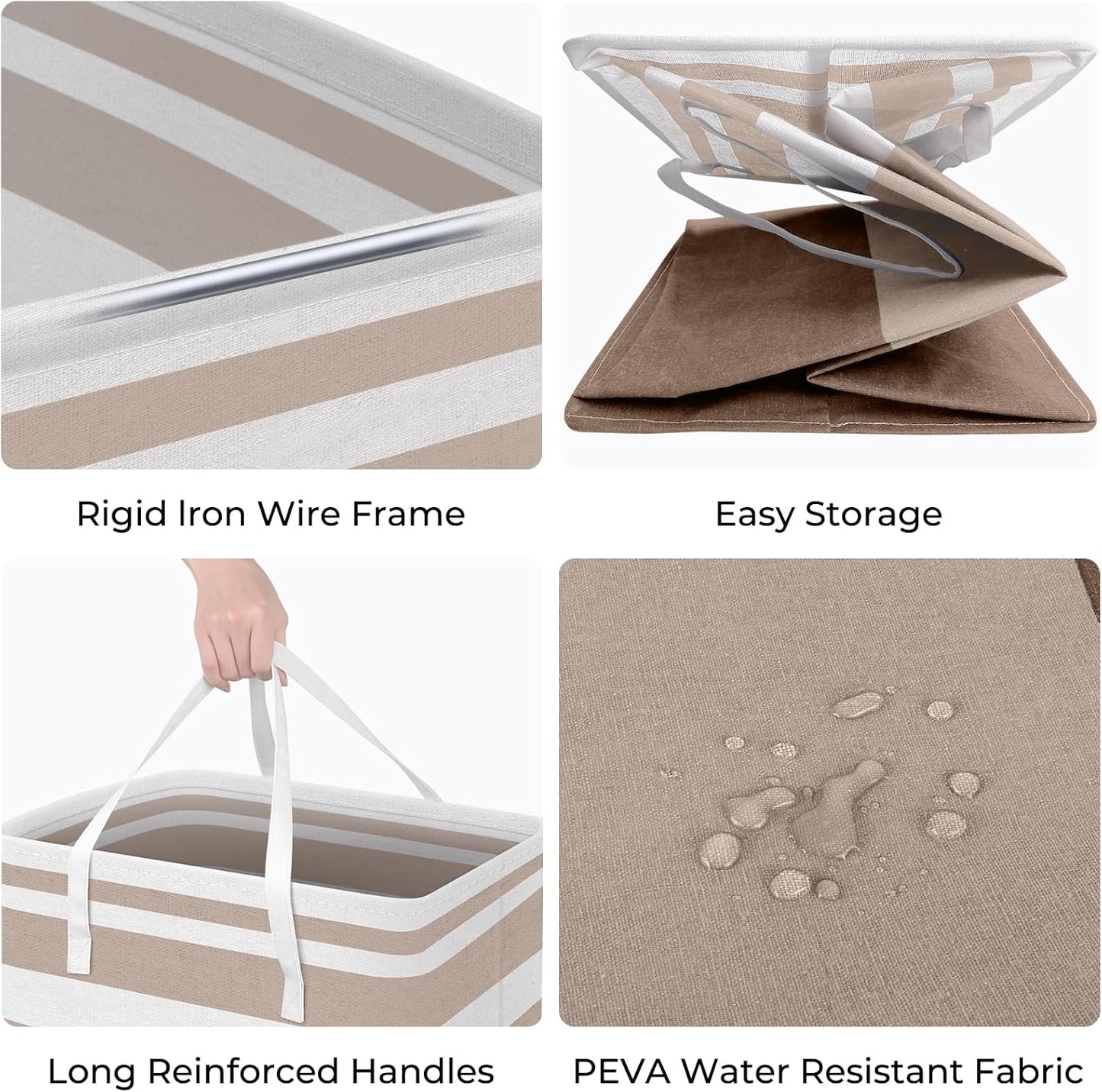 HomeHacks 2-Pack Large Laundry Basket, Waterproof, Freestanding Laundry Hamper, Collapsible Tall Clothes Hamper with Extended Handles for Clothes Toys in the Dorm and Family (Brown, 100L)