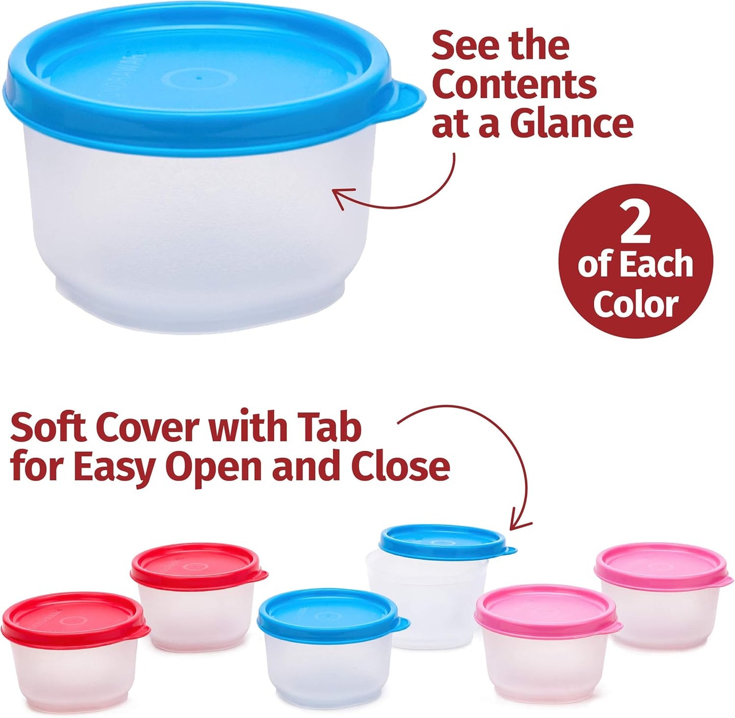 SIGNORA WARE Condiment Containers with Lids- 6 pk. 4 oz.Salad Dressing to go Small Food Storage Containers- Sauce Cups Leak proof Reusable Plastic BPA free for Lunch Box Picnic Travel